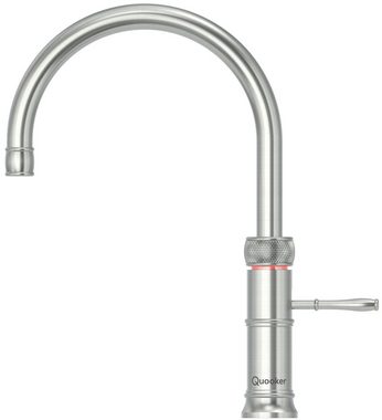 QUOOKER Küchenarmatur QUOOKER CLASSIC FUSION ROUND COMBI+ B mit CUBE 2 (22+CFRRVSCUBE) (2-St) 100°C Kochendwasserhahn Edelstahl mit Trinkwassersystem