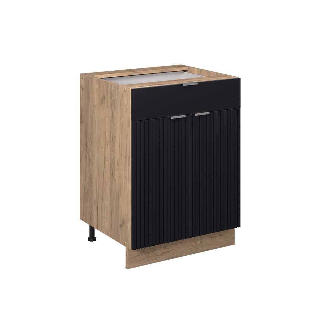 Vicco Unterschrank Fame-Line, Schwarz gestreift/Goldkraft Eiche, günstig online kaufen