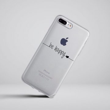 DeinDesign Handyhülle Statement Glück Motiv ohne Hintergrund be happy transparent, Apple iPhone 8 Plus Silikon Hülle Bumper Case Handy Schutzhülle