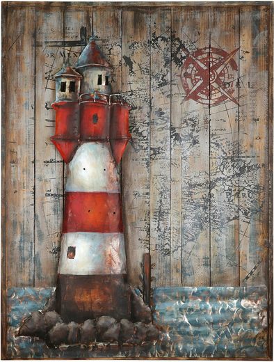 GILDE GALLERY Metallbild »Kunstobjekt Leuchtturm«, Leuchtturm (1 Stück