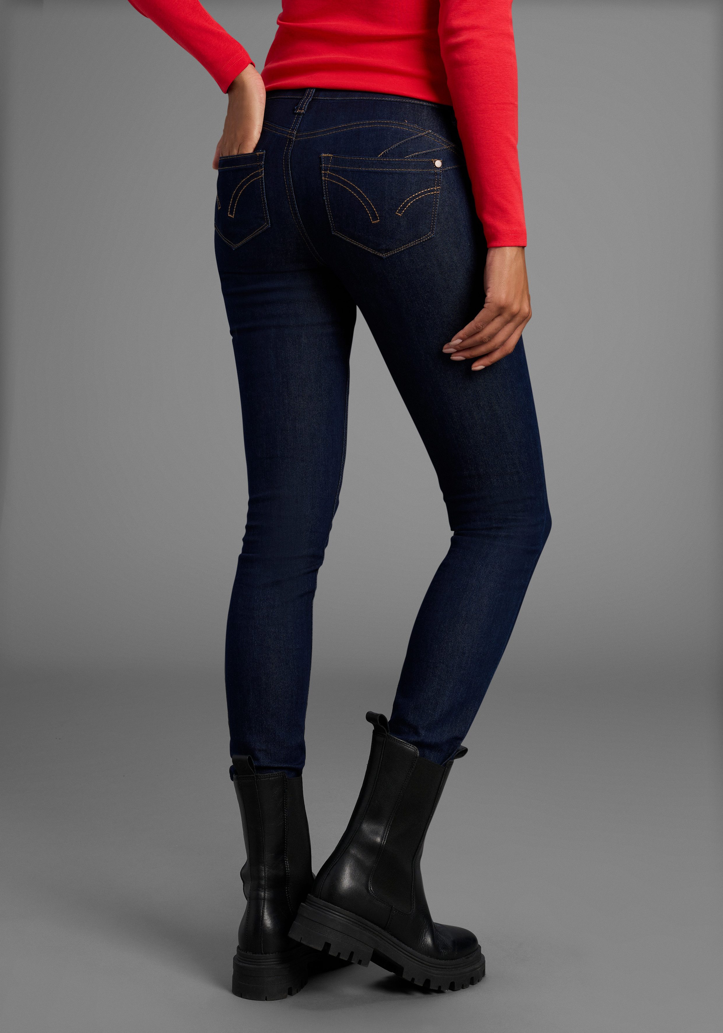 Arizona Skinny-fit-Jeans Shaping skinny Passform, normale Leibhöhe, in Stretch-Qualität, Used-Look