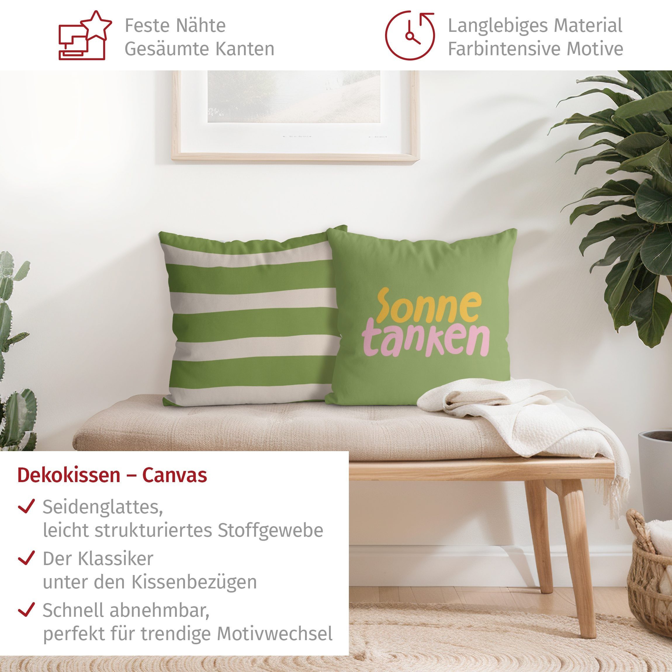 Bilderdepot24 Dekokissen 2-teilig drinnen Kissenhülle/ Sofakissen/ Zierkissen Kissenhülle grün, Bezug mit / ohne Füllung Zierkissen Outdoor Sofa Bett
