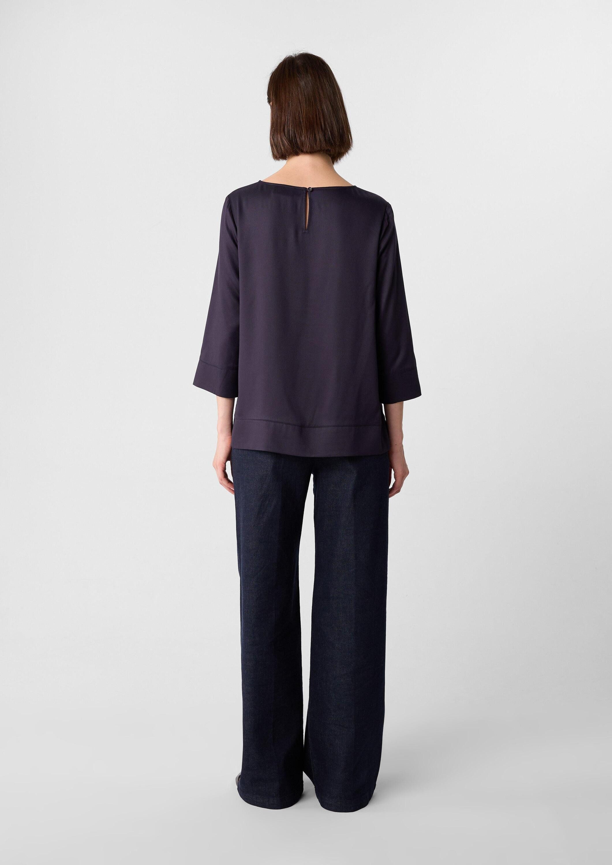 comma Kurzarmbluse Bluse Bluse aus Viskose mit 3/4-Ärmeln und Schlitzdetails