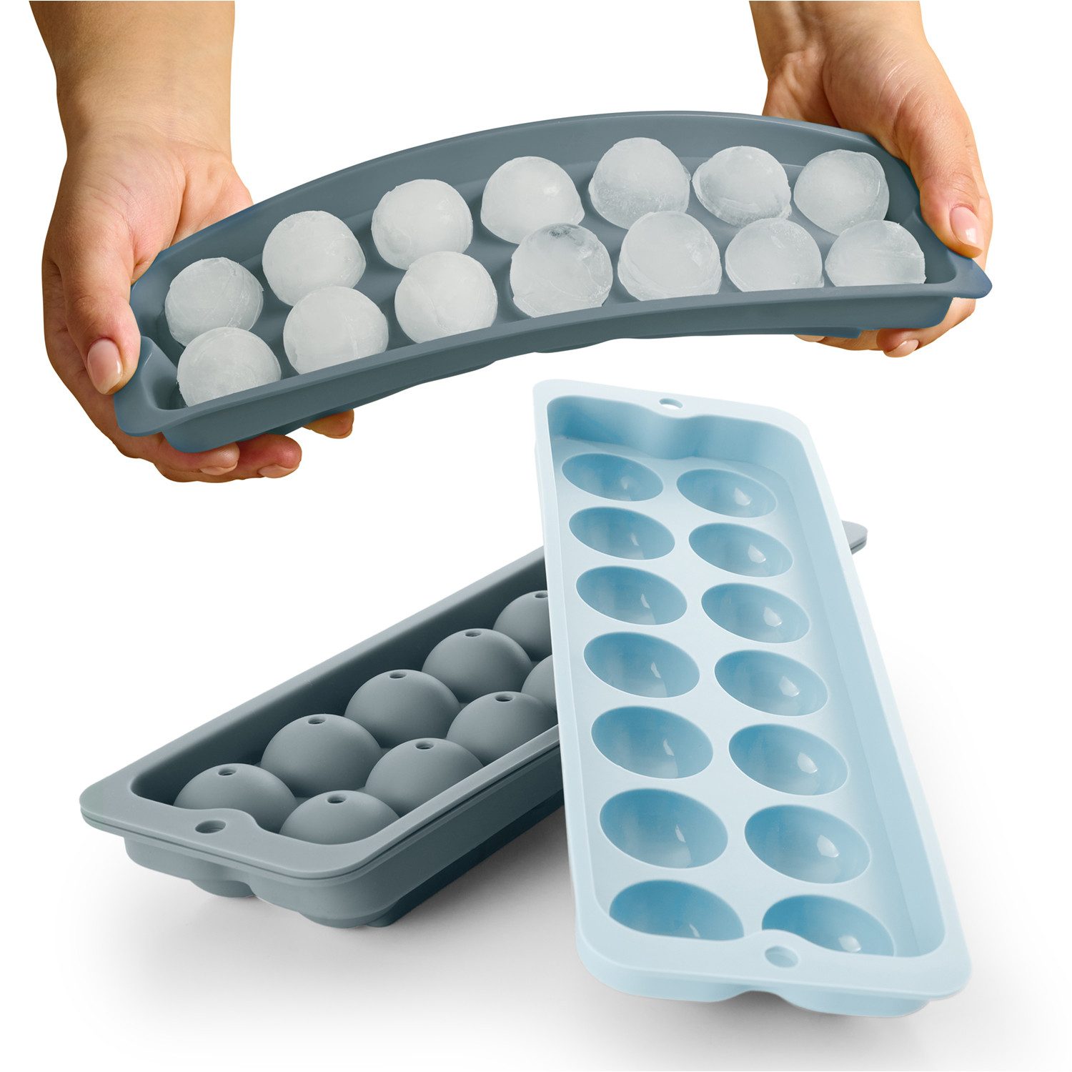 Blumtal Eiswürfelform Eiswürfelformen Silikon mit Deckel - BPA-freie Silikon Eiswürfelform, (3-tlg)