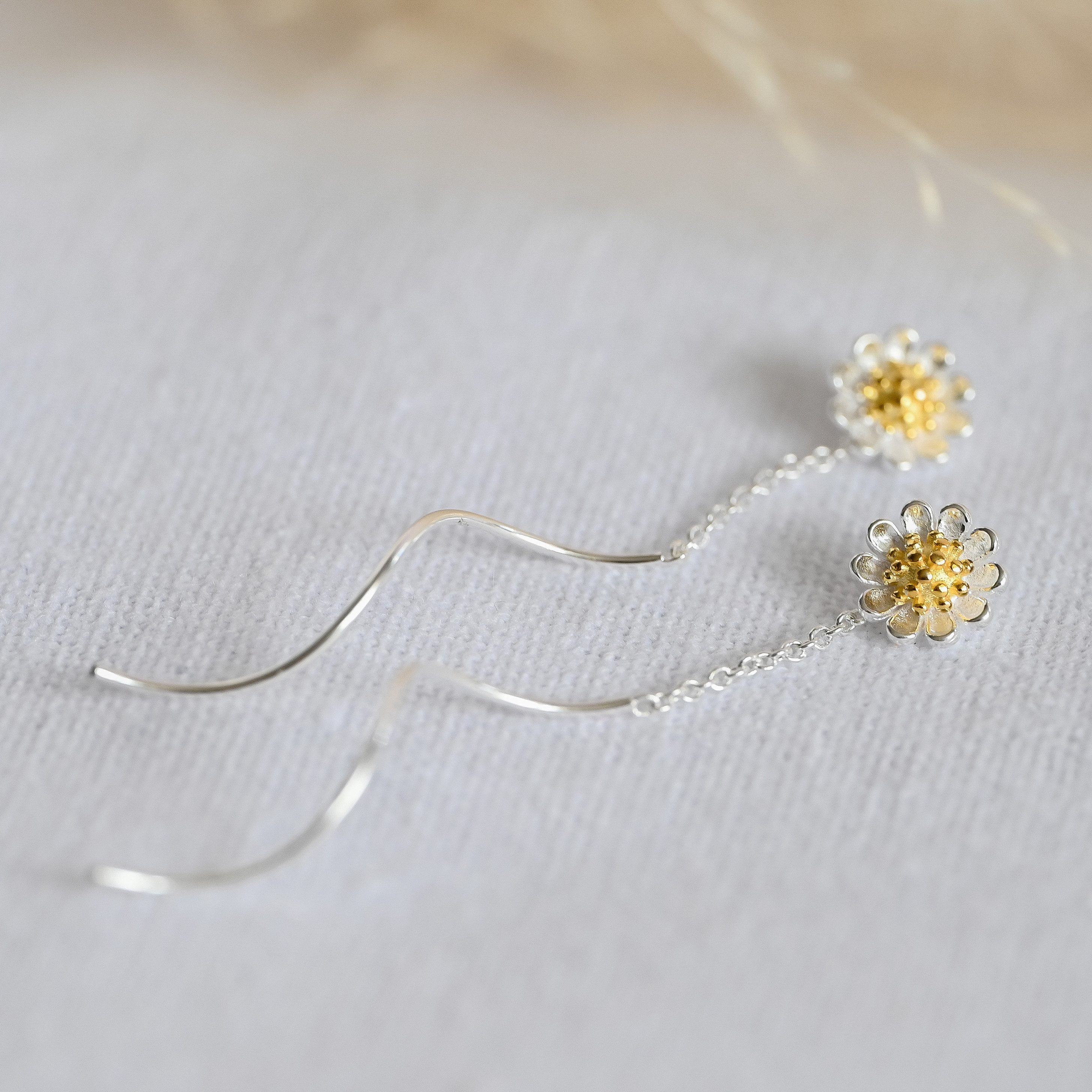 Runde Perlé Paar Ohrhänger zarte Gänseblümchen Ohrhänger, minimalistische H günstig online kaufen