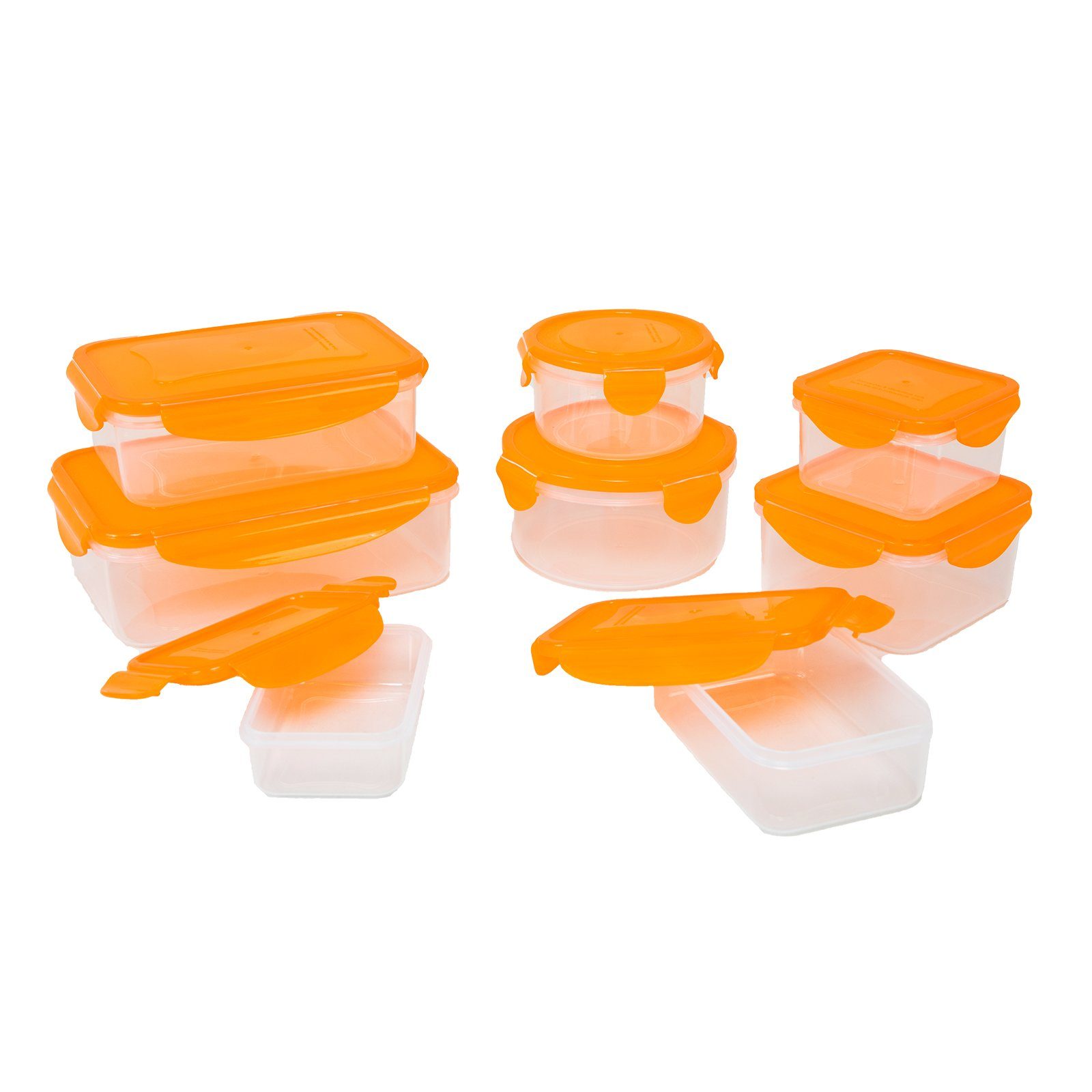 Plentyfy Frischhaltedose (Set, - Kunststoff, Vorratsdosen mit Set 16, Frischesystem Frischhaltedose Deckel orange 16-tlg)