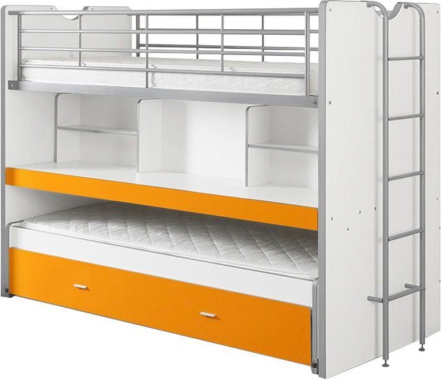 1 Hochbett 200 Liegeflächen oder mit cm und Bettschublade Weiß/Orange Liegefläche 3. Vipack x 2 90