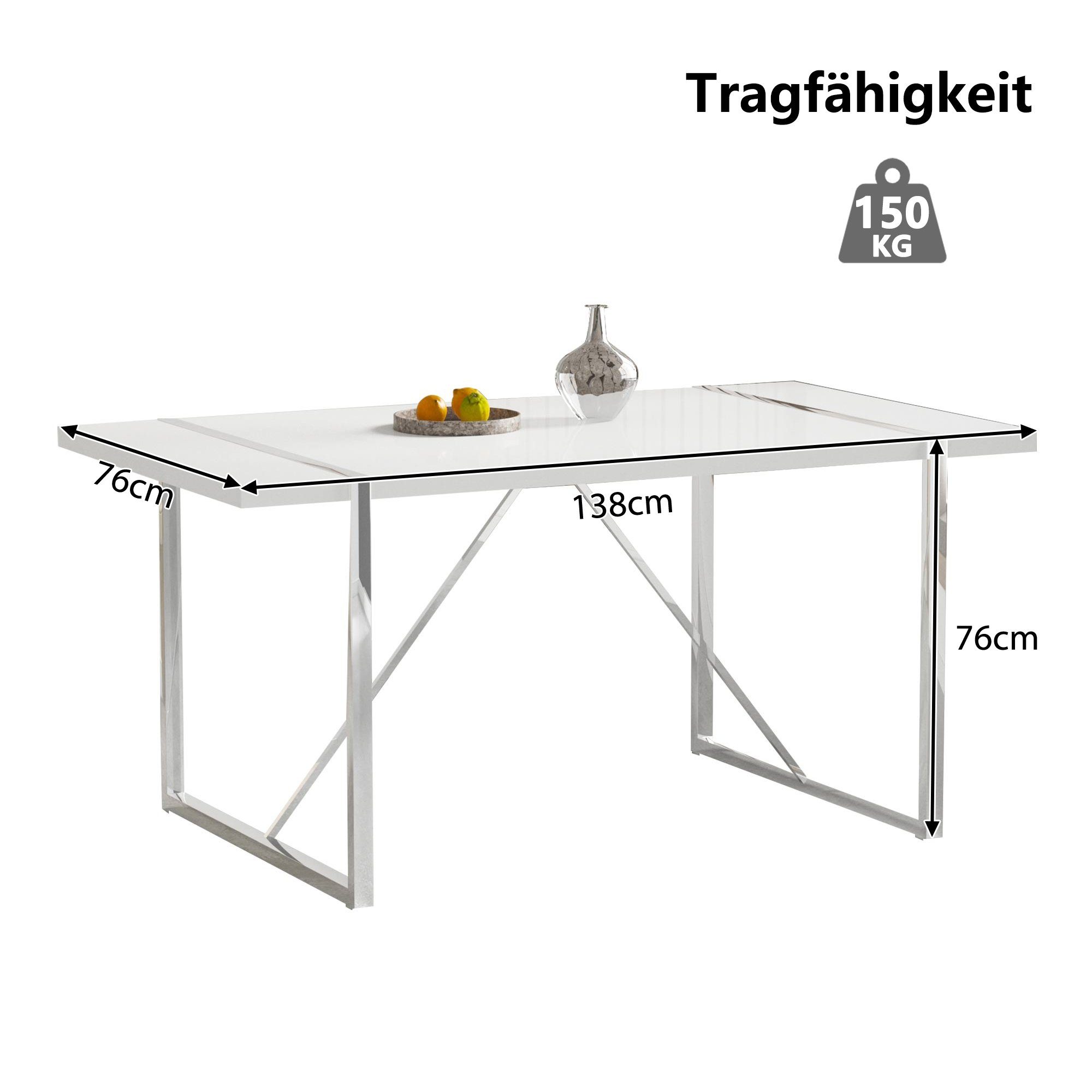 Odikalo Esszimmer-Set 4 Stühlen Set Rechteckig Edelstahlbeinen mehrere Farben Glänzend Grau Tisch