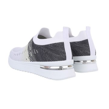 Ital-Design Damen Low-Top Freizeit Sneaker (85960437) Keilabsatz/Wedge Sneakers Low in Weiß