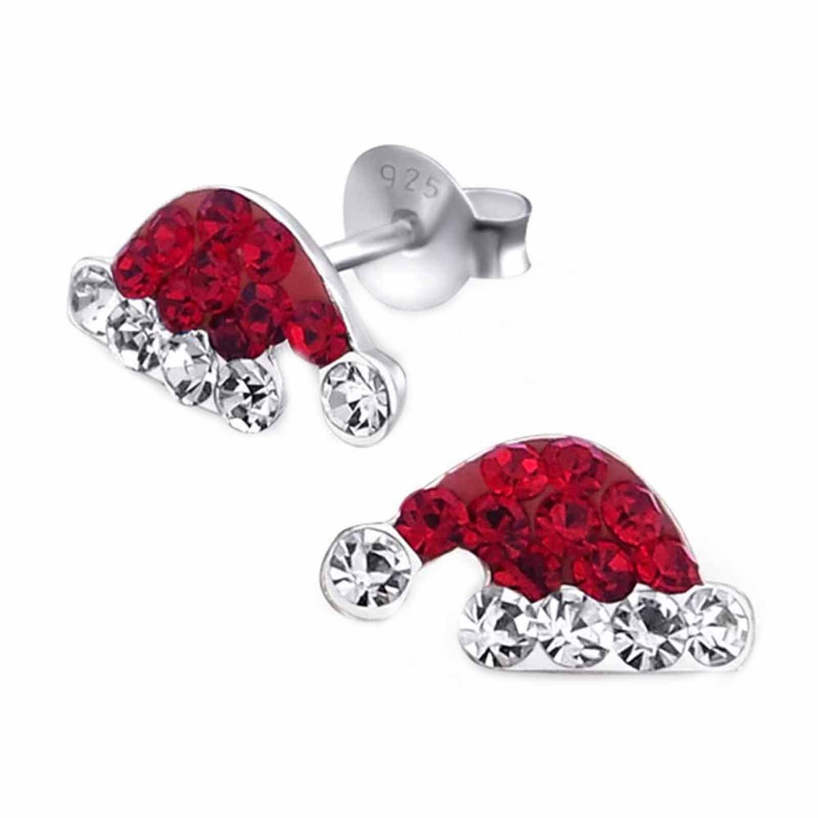schmuck23 Ohrstecker-Set 2 Paar Ohrringe Nikolaus Weihnachten 925 Silber Kinderohrringe (Set, Set aus 2 Paar Ohrstecker), Kinderschmuck