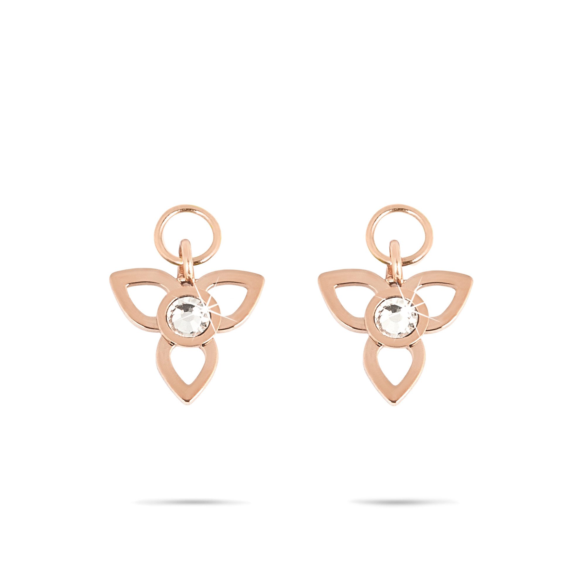 Tamaris Paar Creolen Schmuck Geschenk Creolen mit abnehmbaren Einhängern in Blüten-Otpik, mit Zirkonia (synth)