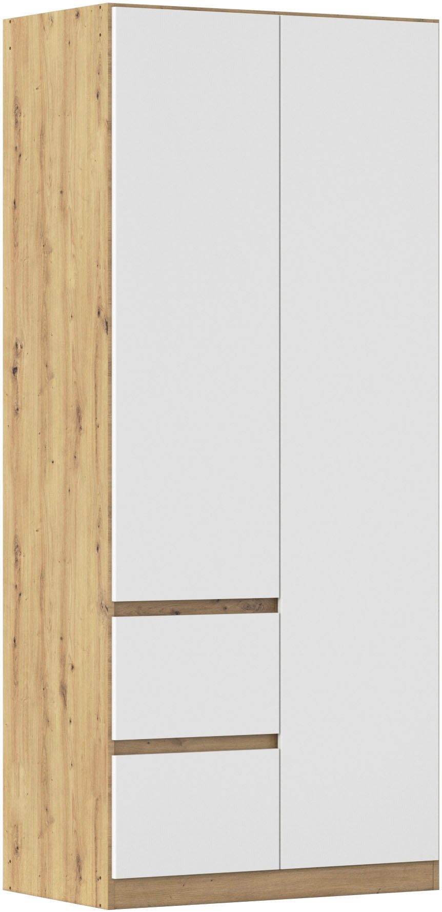 rauch Drehtürenschrank Mehrzweckschrank Aktenschrank Mietswohnung Garderobe MAINZ 91cm breit (3 verschiedene Ausstattungen BASIC/CLASSIC/PREMIUM (inkl. SOFT-CLOSE) grifflose Front, Türen mit Push-to-Open Funktion MADE IN GERMANY