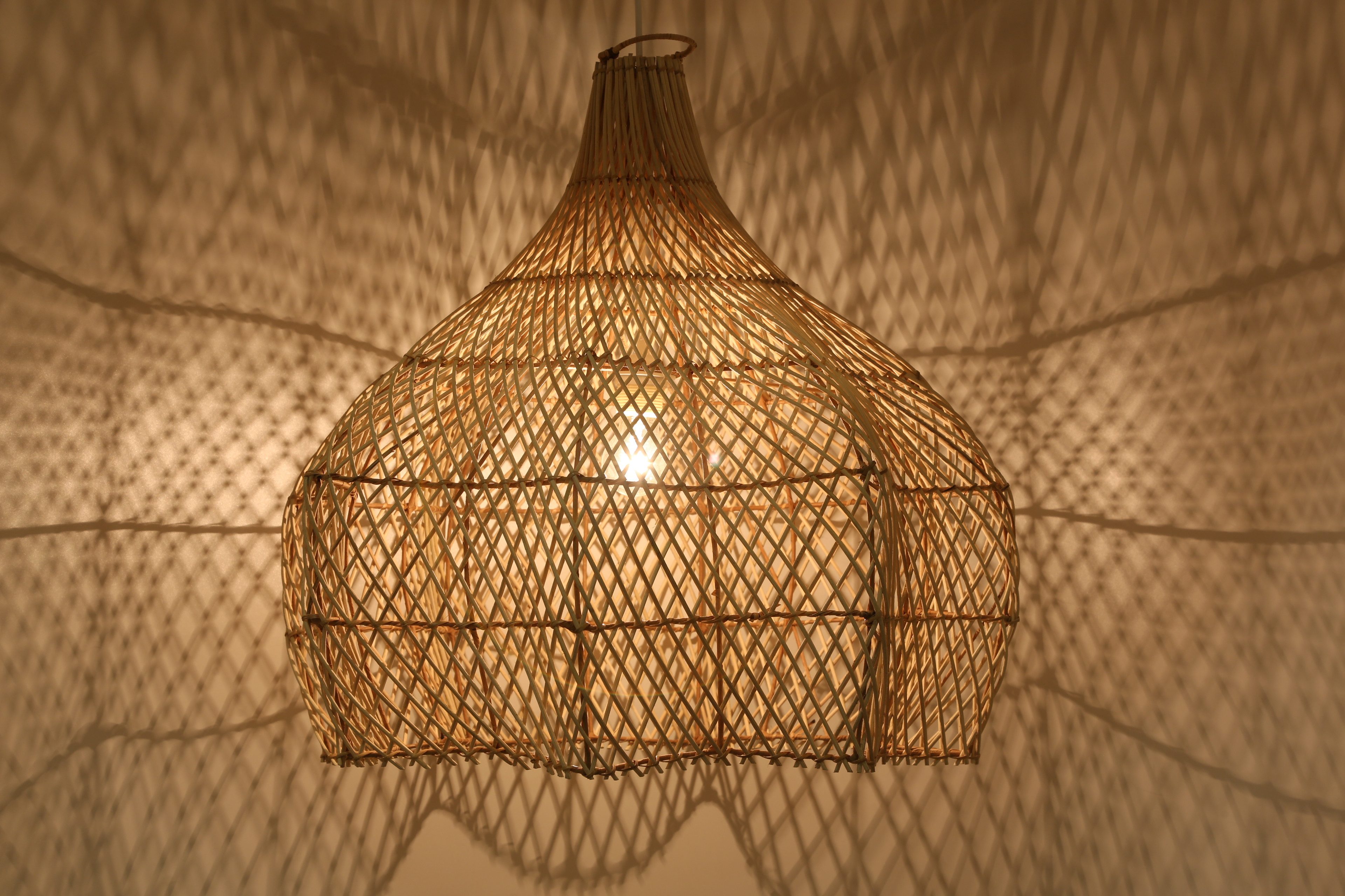 Casa Moro Pendelleuchte Rattan Lampe Manohara Deckenleuchte, ohne Leuchtmittel, handgefertigte Deckenlampe LP026