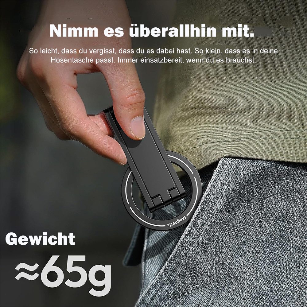 AFKSMILE Smartphone-Halterung MA60 Magnetisches Handy-Stativ, 3in1 Aluminium Mini Selfie Stick, (Kompatibel mit iPhone 17 16 15 14 13 12, Magsafe, Sumsung) – Bild 5 von 5