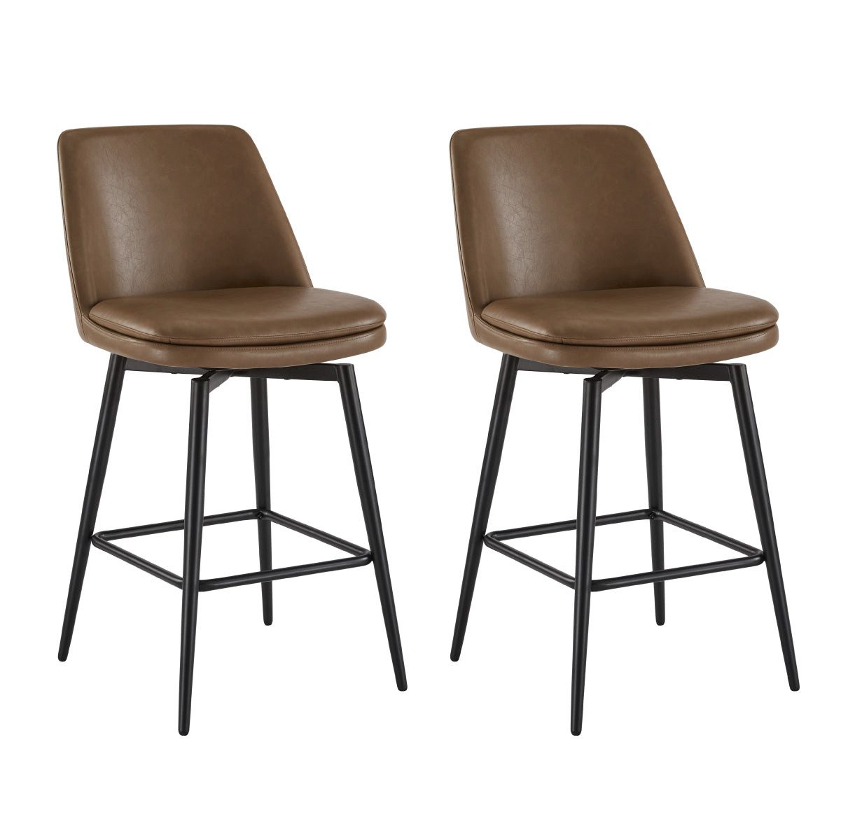 CHITA Barhocker (2 St), Barstuhl, 360° drehbar, Verstellbare Füße, Kunstleder, mit Fußstütze