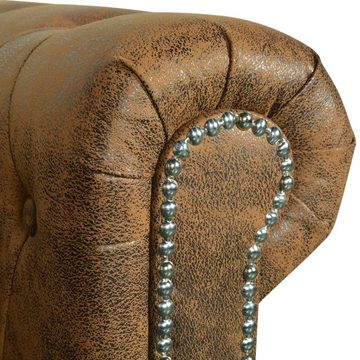 DOTMALL Chesterfield-Sofa 2-Sitzer antik braun, mit Knopfheftung und Nietenverzierung