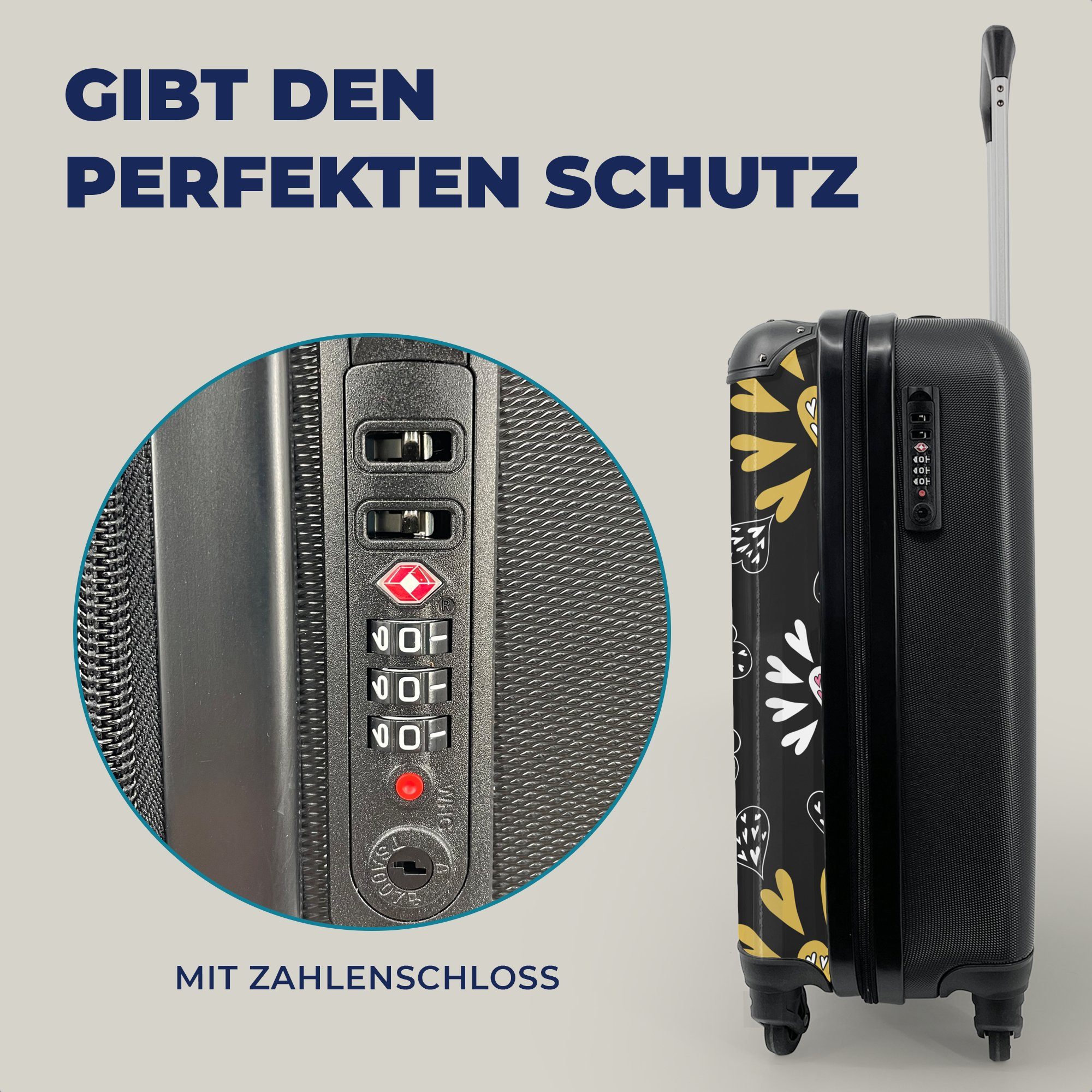 Schnittmuster Mädchen Herz Trolley, Handgepäckkoffer 4 - - Rollen, rollen, Kinder, Kinder Reisekoffer - Reisetasche Handgepäck Ferien, - Mädchen - für MuchoWow mit