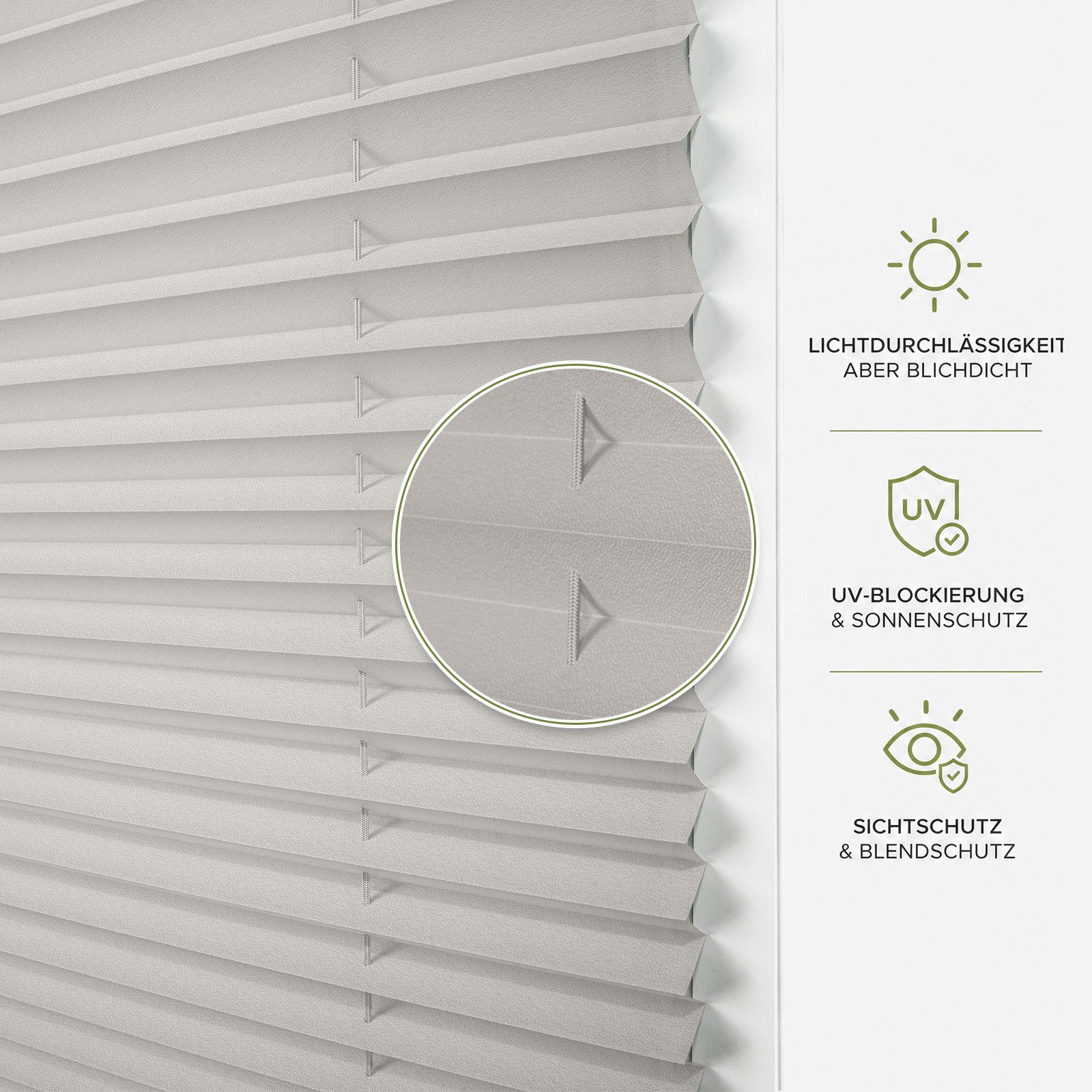 OUBO Plissee ohne Bohren Klemmfix, Sichtschutz und Sonnenschutz, Klemmträger, Lichtdurchlässig Rollo für Fenster & Tür, Klemmfix, mitgelieferten, verstellbaren  – Bild 2 von 5