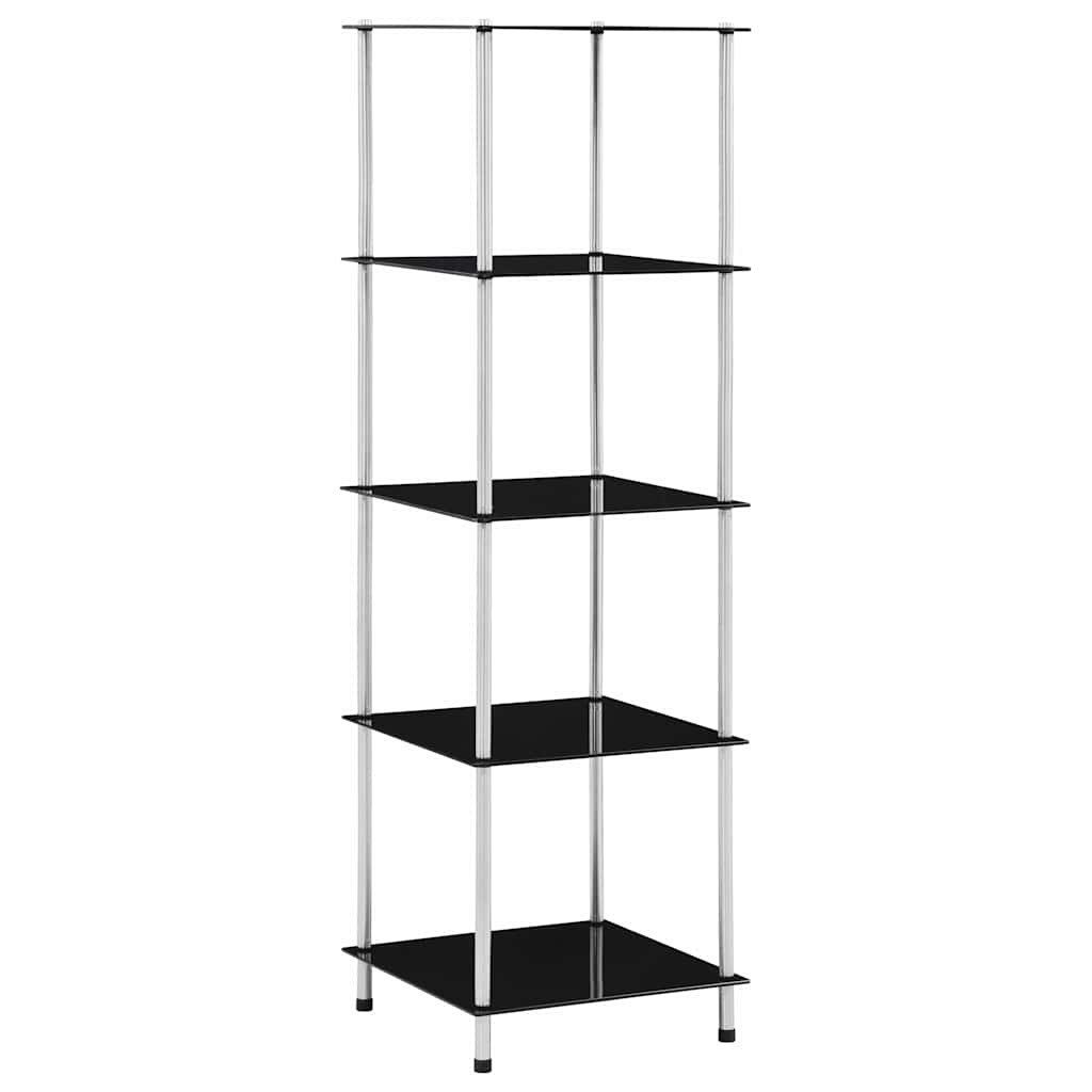 vidaXL Bücherregal Regal mit 5 Ablagen Schwarz 40x40x130 cm Hartglas, 1-tlg.