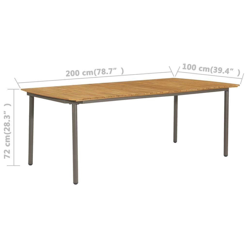furnicato Gartentisch 200x100x72 cm Massivholz Akazie Stahl und