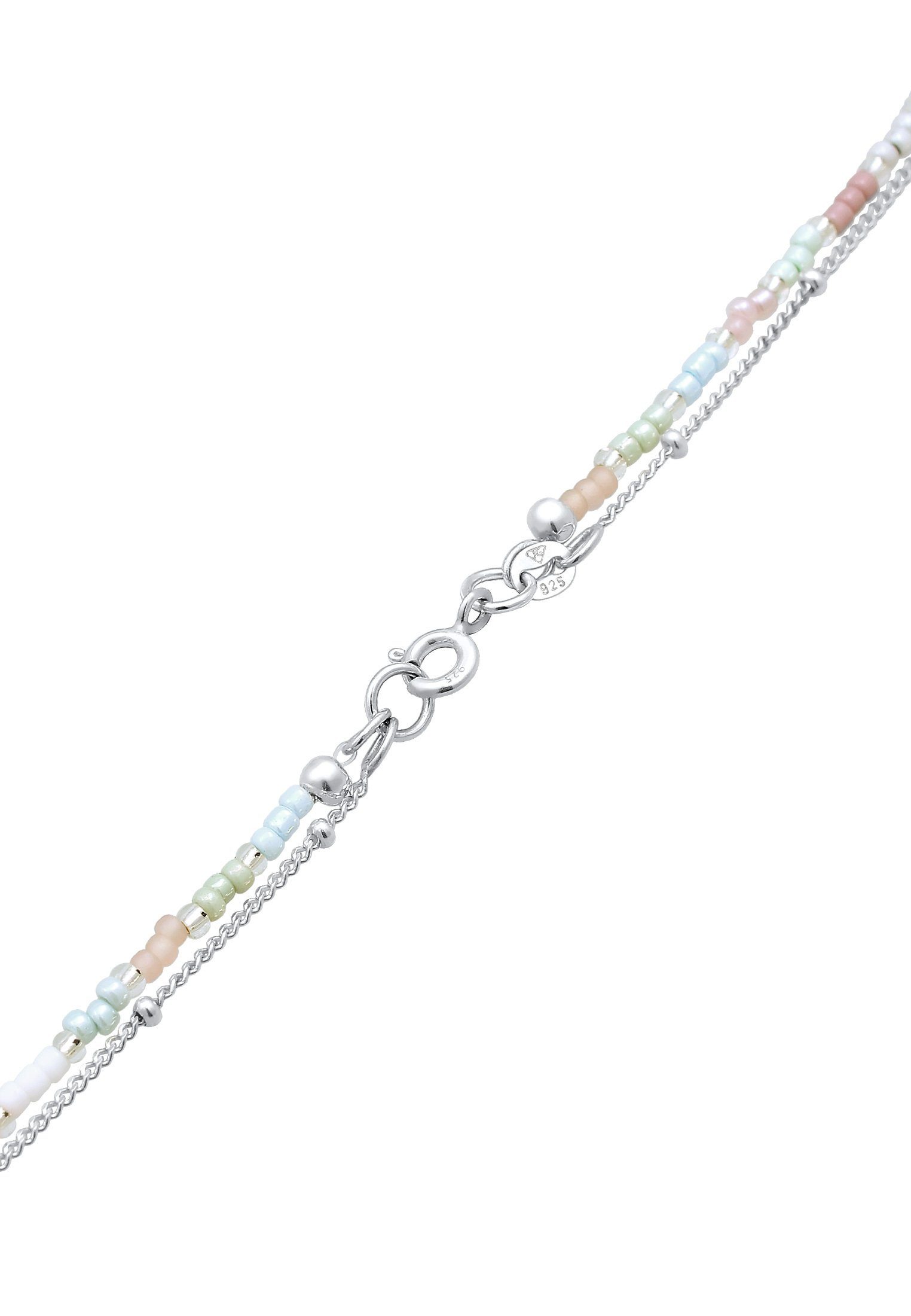 Kugel Glas Kette Silber, Layer mit Anhänger 925 Süßwasserperle Elli Barock Beads