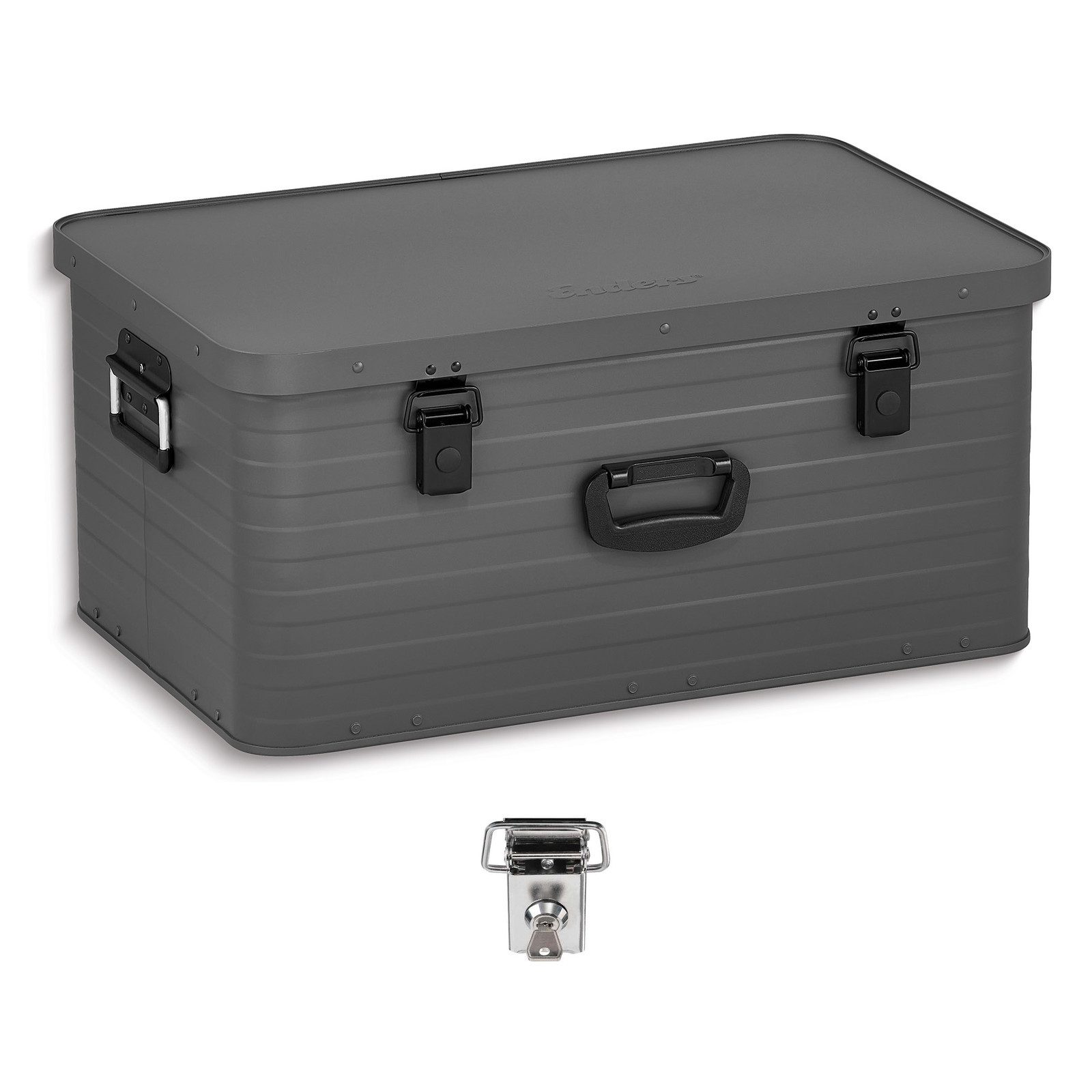 Enders® Aufbewahrungsbox Aluminiumbox TORONTO 80 L Grau mit Schloss, Alukiste Transportbox Lagerbox Alukoffer Metallkiste Alubox