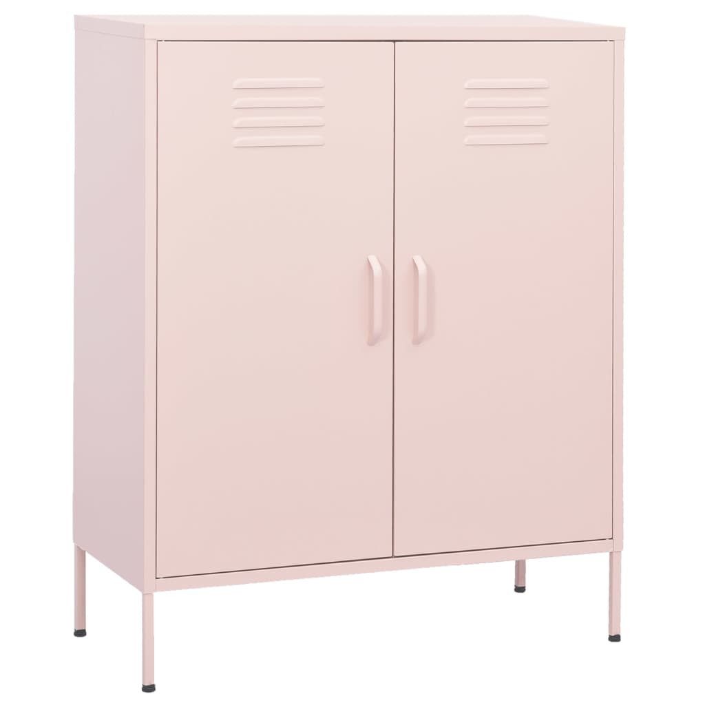 furnicato Sideboard Lagerschrank aus Stahl 80 x 35 x 101,5 cm in Rosa (1 St), Sideboard mit verstellbaren Einlegeböden und stabilen Stellfüßen