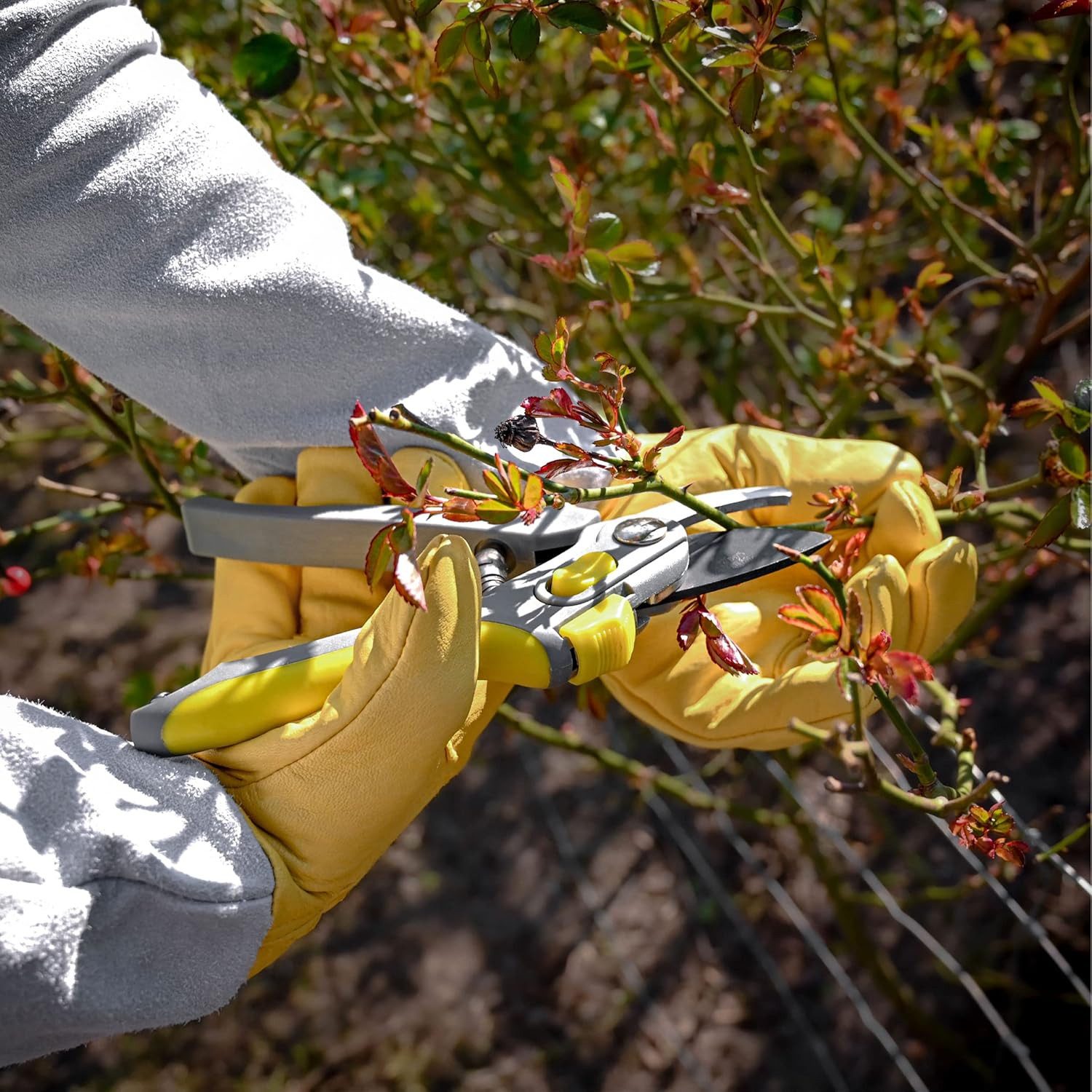 Praknu Gartenhandschuhe Rosenhandschuhe Damen & Herren Größe L – Gartenhandschuhe lang, Leder – Bild 4 von 5