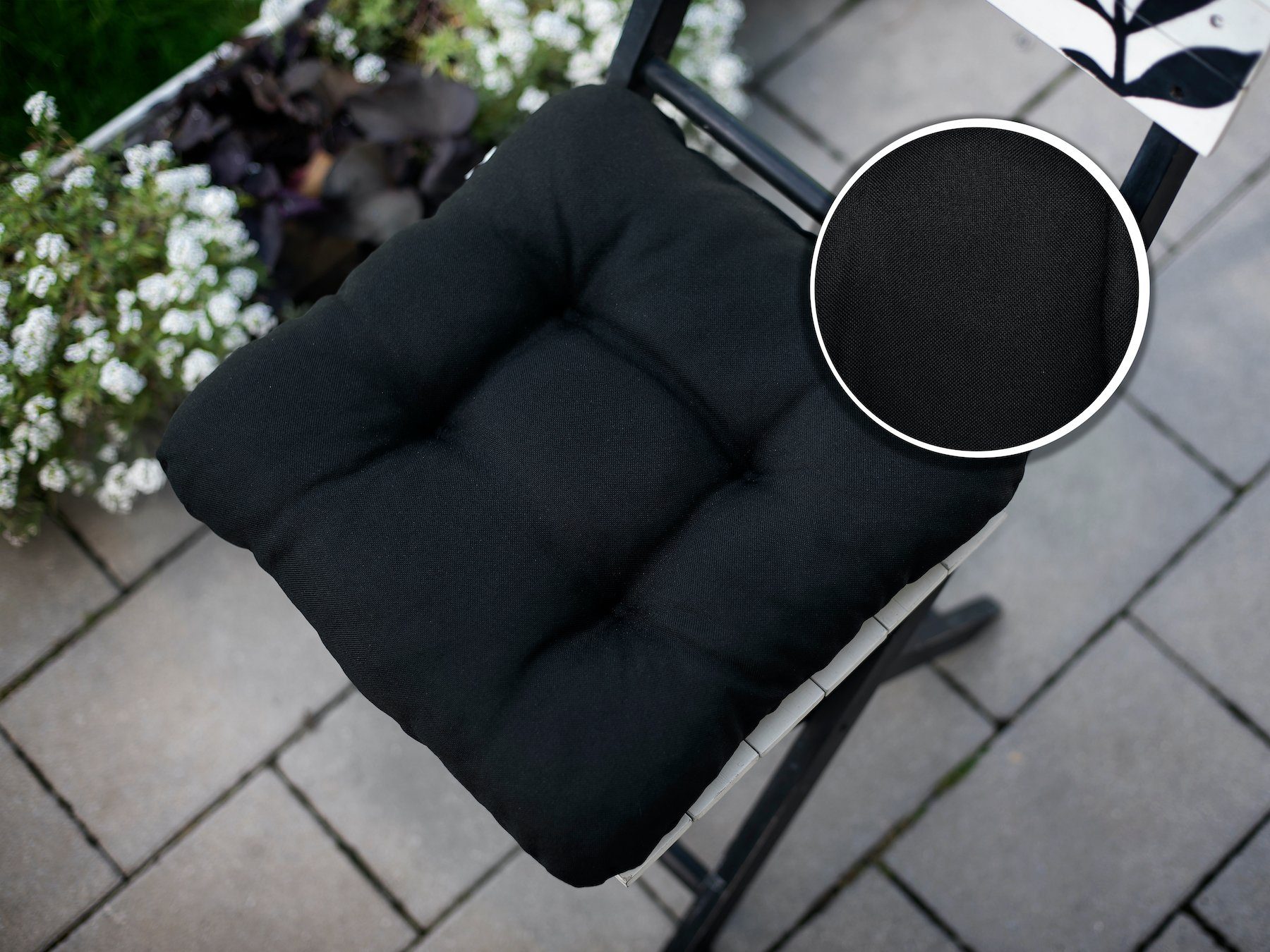 Bänke cm schwarz Bequeme Auflage Stuhlkissen Stühle Set Polsterauflage Stuhlkissen 40x40 4er / sunnypillow 8cm, für