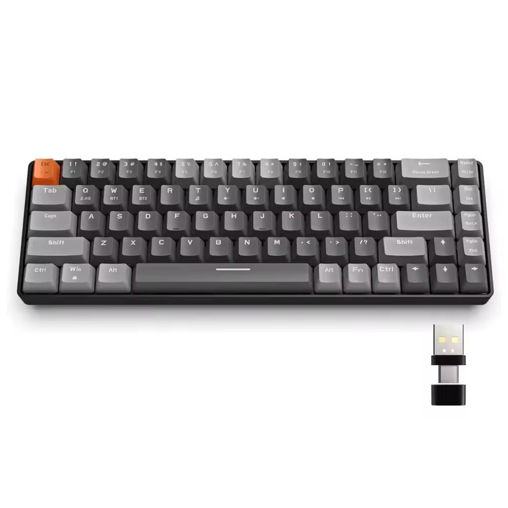 ATTACK SHARK K68 mechanische Wireless-Tastatur Gaming Kabellose Tastatur Gaming-Tastatur (Ergonomisch leicht, Flexibler Dual-Mode)