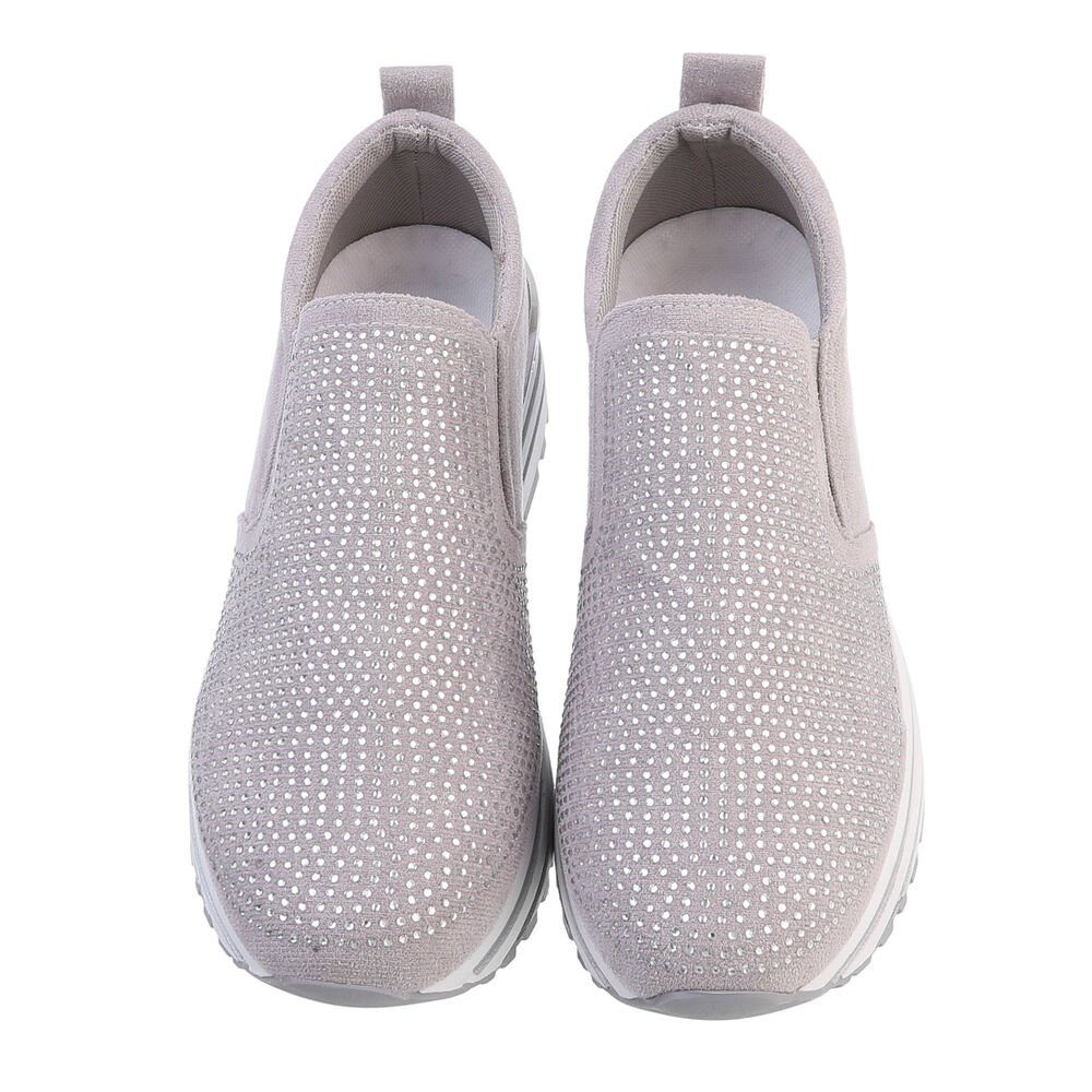 Ital-Design Damen Low-Top Freizeit Sneaker Keilabsatz/Wedge Sneakers Low in Grau