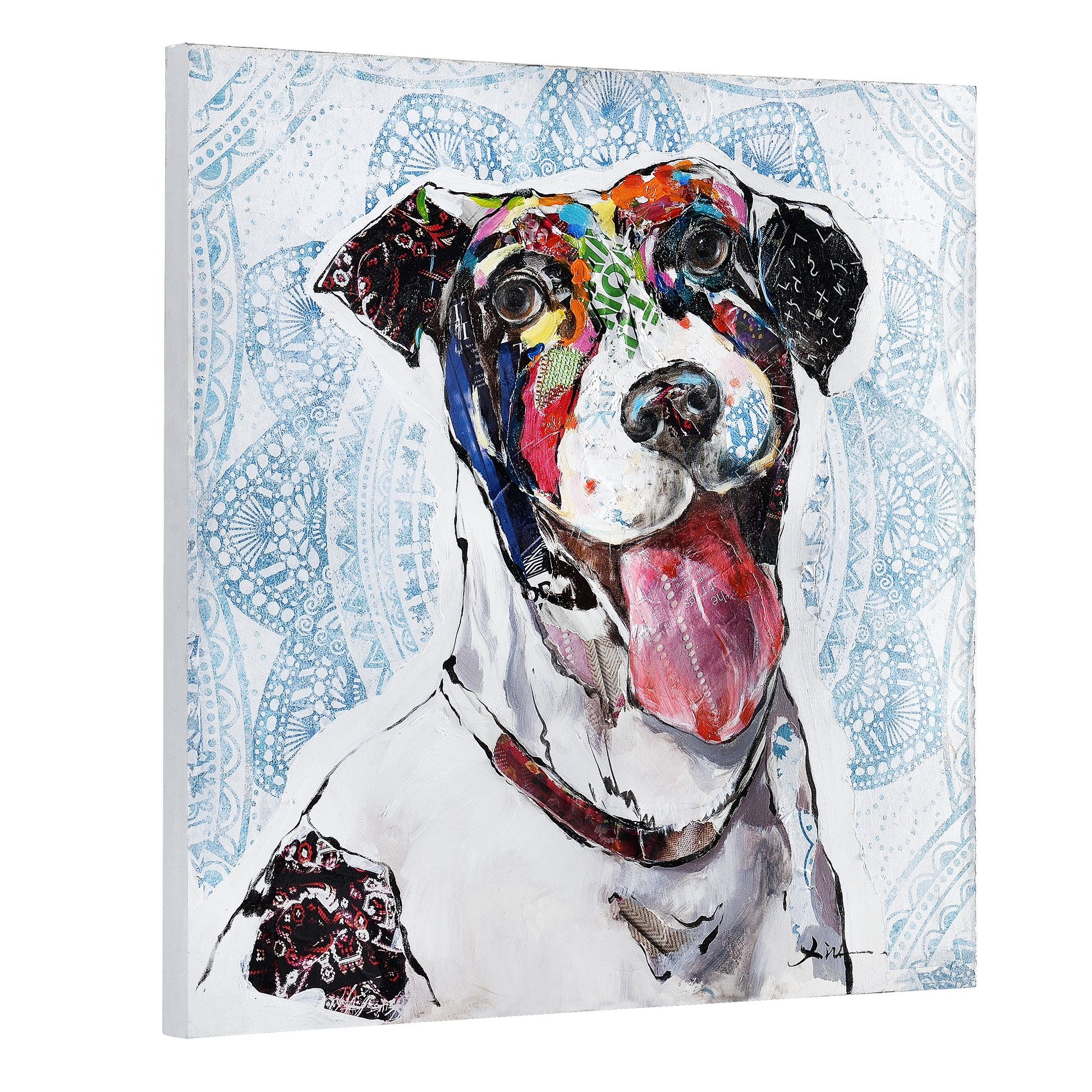 art.work Leinwandbild, Hund, Hund Motiv Handgemalt 80x80 cm mit Keilrahmen
