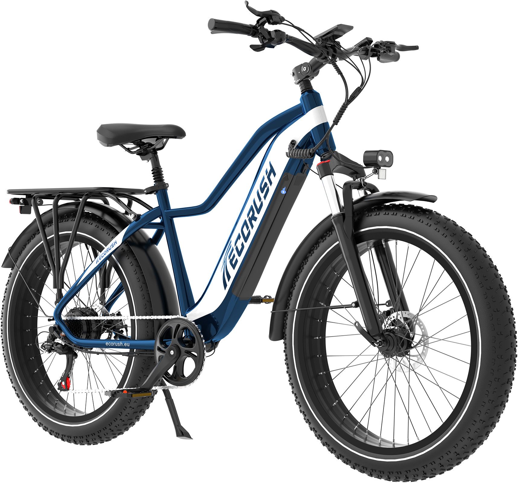 ECORUSH E-Bike Mountainbike 26*4,0 Zoll Elektrofahrrad 48V20Ah bis zu 150km, 7 Gang shimano shimano Schaltwerk, Kettenschaltung, Heckmotor, 960 Wh, Pedelec MTB E Mountainbike für Damen u. Herren