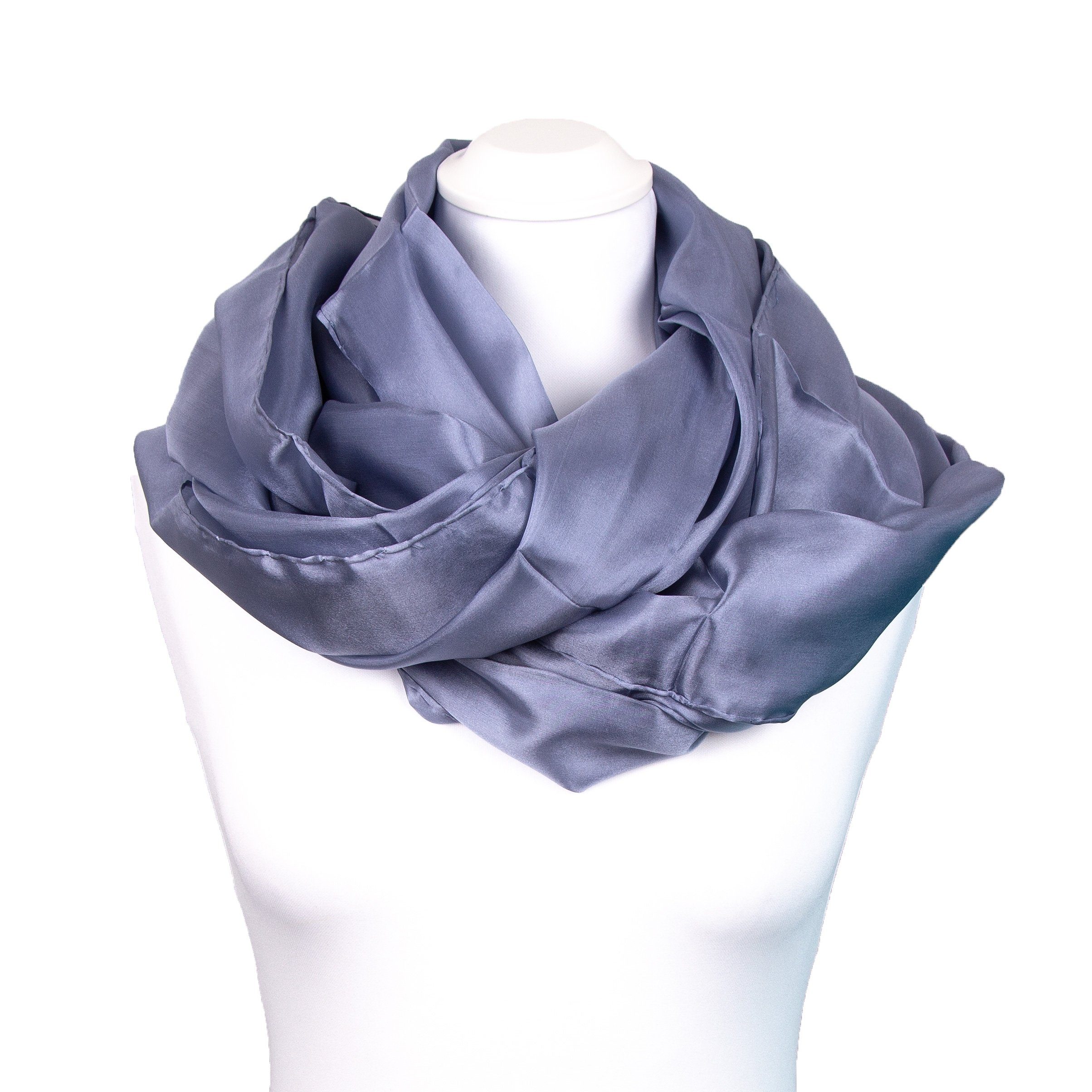 TINITEX Seidenschal Seidenschal Halstuch Schal XXL Platin Grau Silber