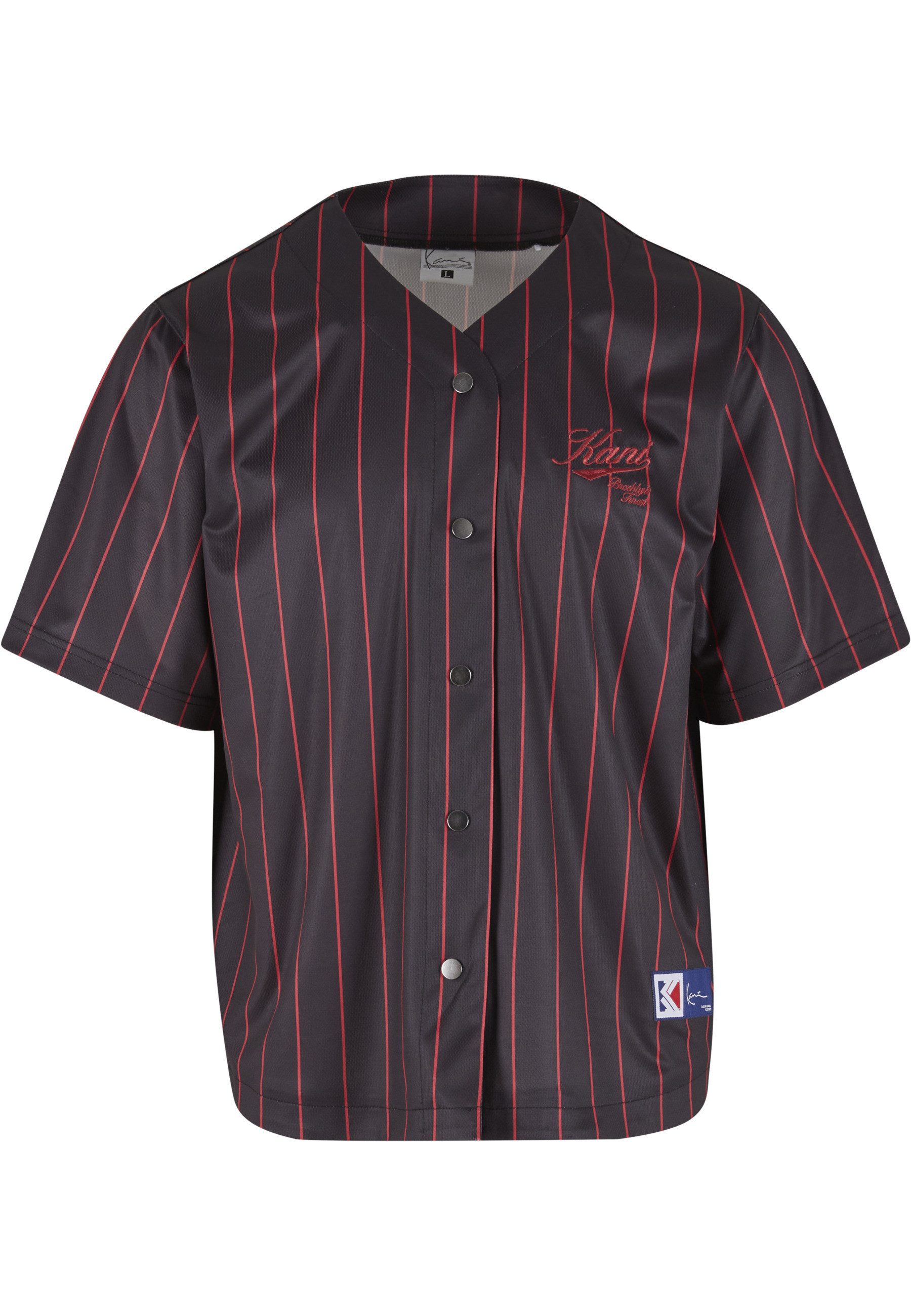 Karl Kani Shirttop Karl Kani Cursive Varsity Pinstripe Cropped Baseball Jersey (1-tlg)