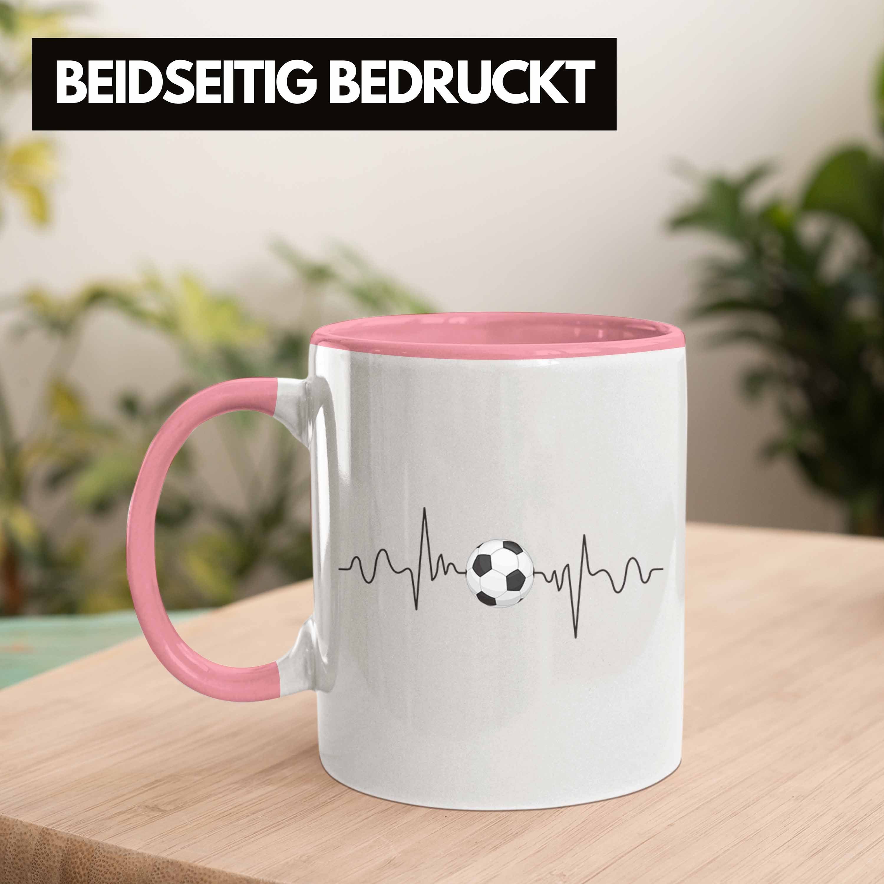 Rosa Ka Herzschlag für Trendation Fußballspieler Geschenkidee Fußballer Tasse Geschenk Tasse