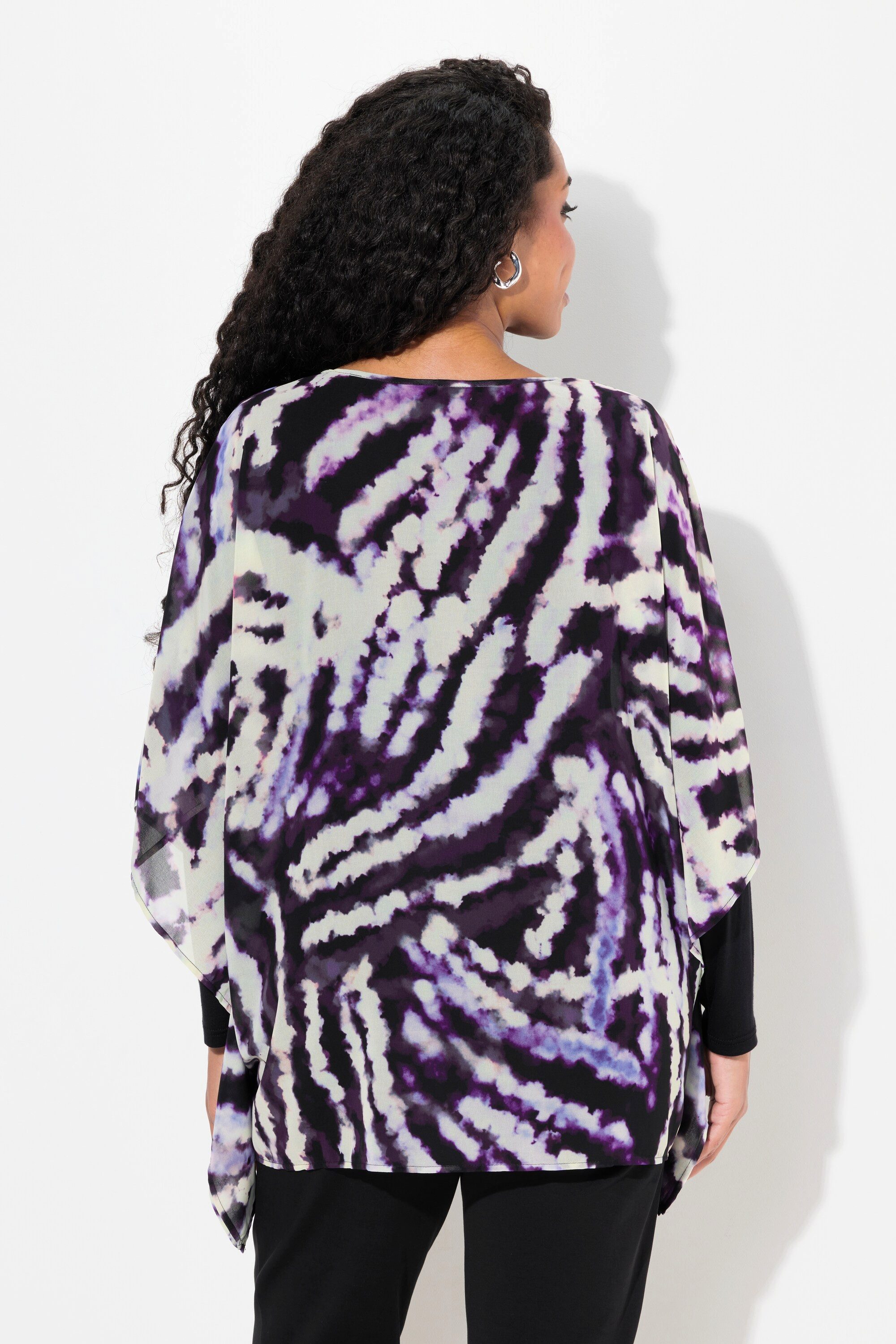 Ulla Popken Tunika Tunika doppellagig Oversized Rundhals 3/4-Arm