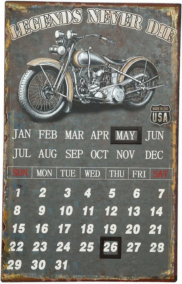 Ambiente Haus Metallbild Metallbild Kalender - Biker 25x40cm, (1 St)