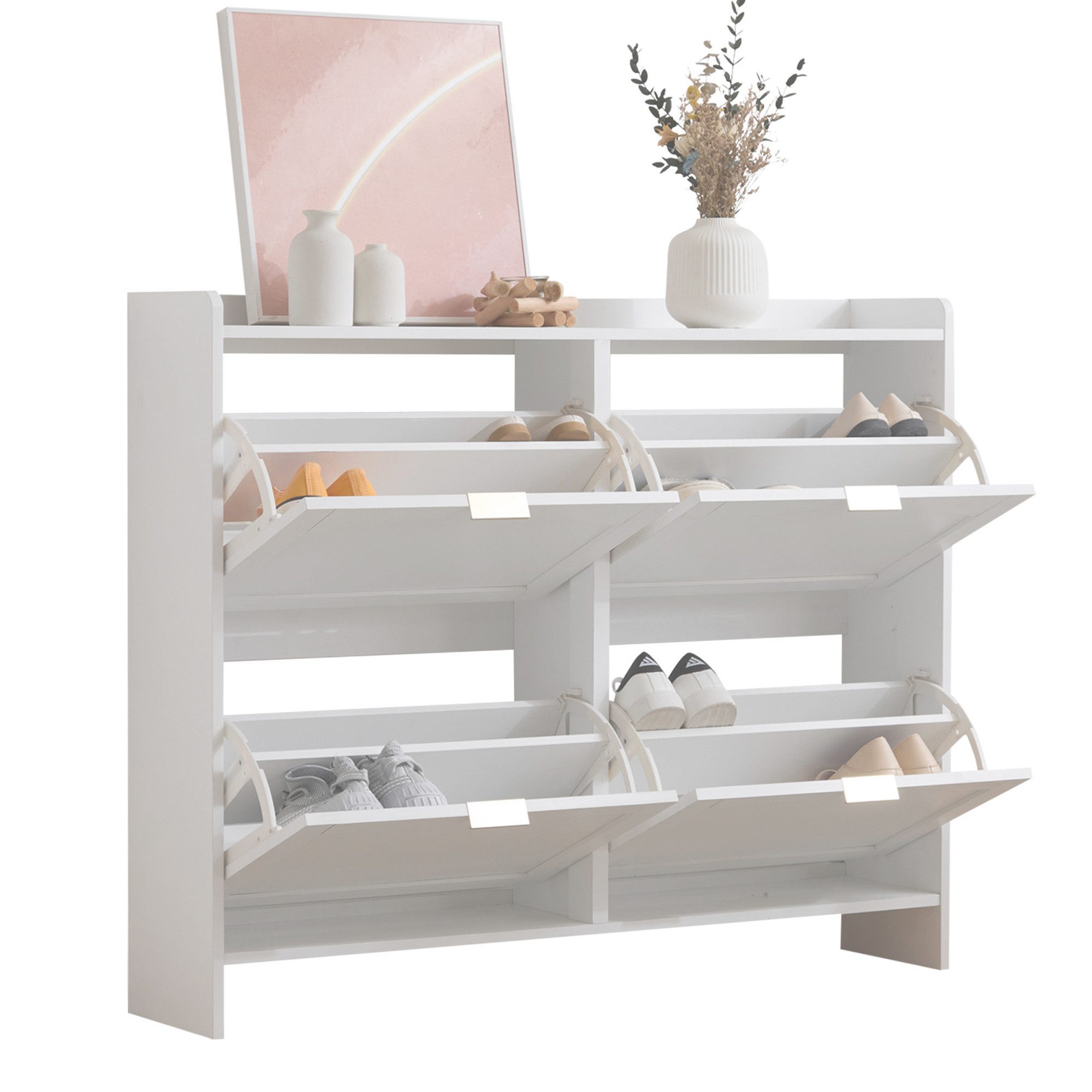 Refined Living Schuhschrank mit 4 Klappenfächern, freistehendem Schuhregal, günstig online kaufen