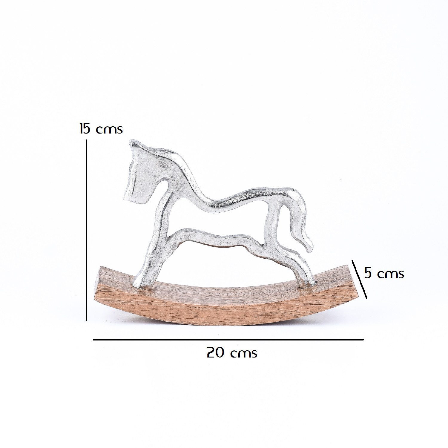 Marrakesch Orient & Mediterran Interior Dekofigur Dekoaufsteller Dekoobjekt Silber Schaukelpferd Sving 20cm (1 St), Handarbeit