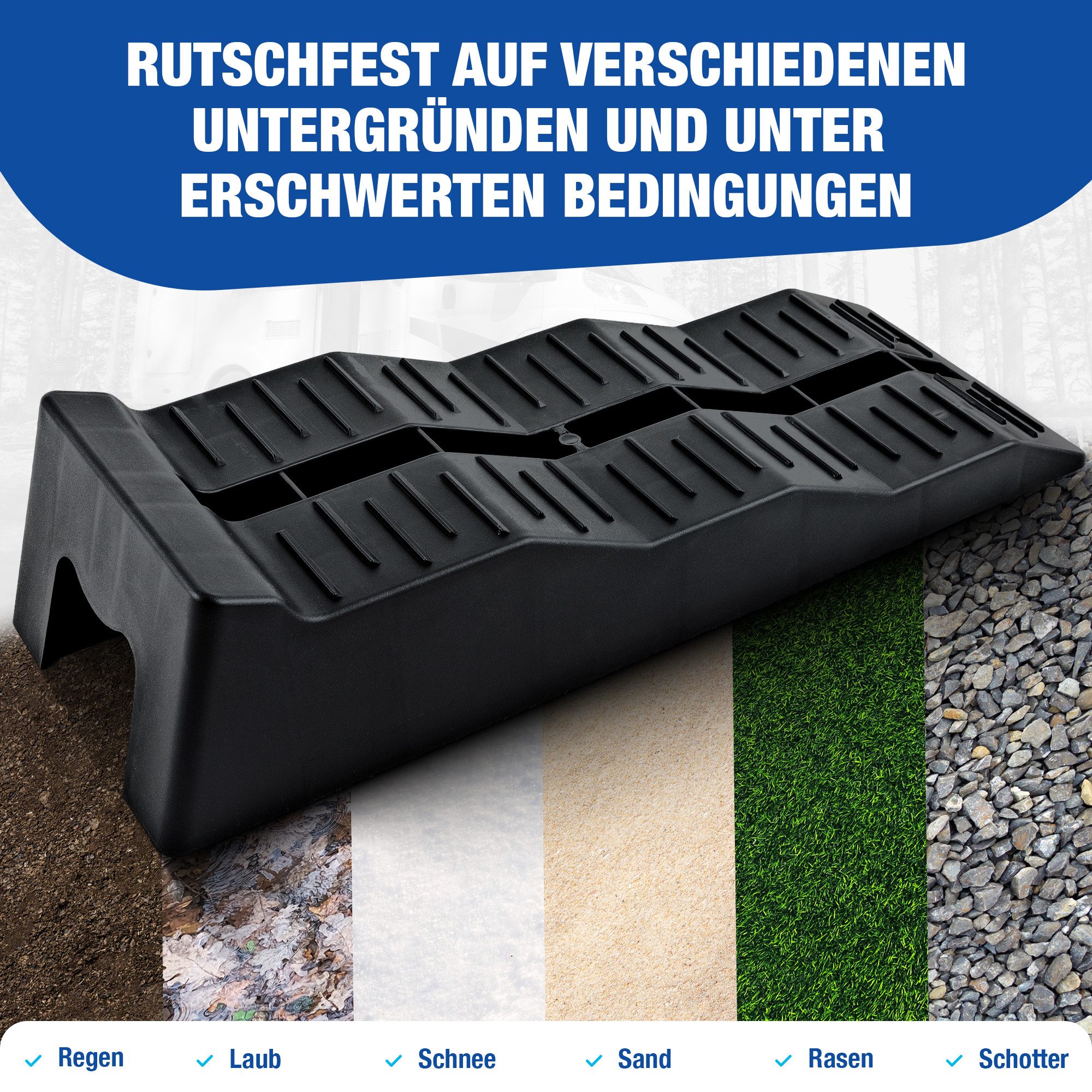 NTG Nutzfahrzeug Technik GmbH Auffahrrampe Auffahrkeile (2er Set) 3 stufig bis 3000 kg pro Set, Camper, Wohnmobil