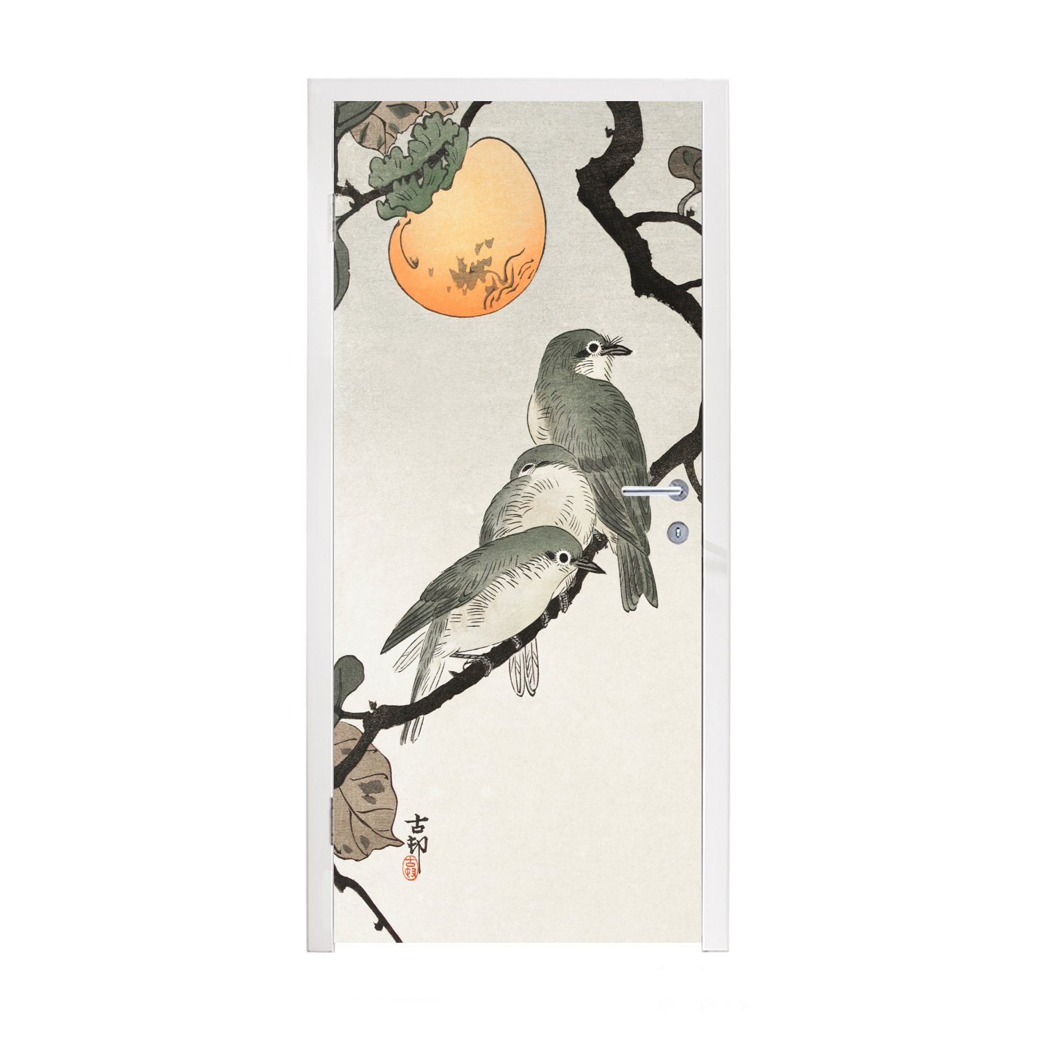 MuchoWow Türtapete Vögel und Pflanzen - Gemälde von Ohara Koson, Matt, bedruckt, (1 St), Fototapete für Tür, Türaufkleber, 75x205 cm