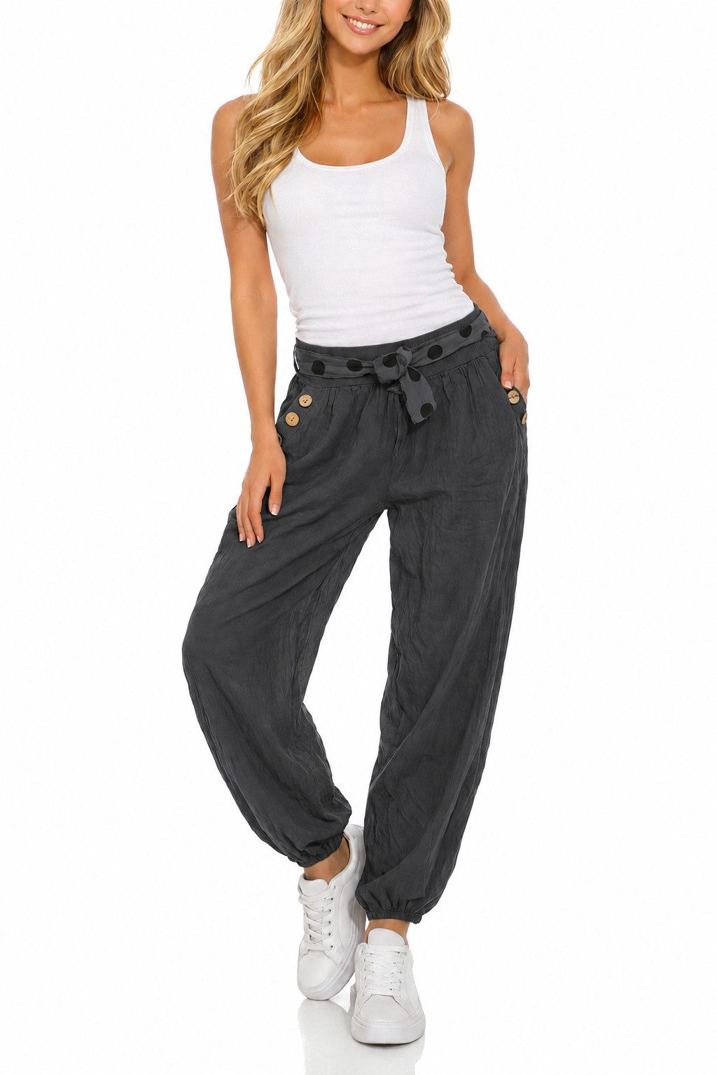 Mississhop Haremshose Leichte Baumwollhose einfarbige Hose Sommerhose Aladinhose M. 270 in Unifarbe – Bild 2 von 5