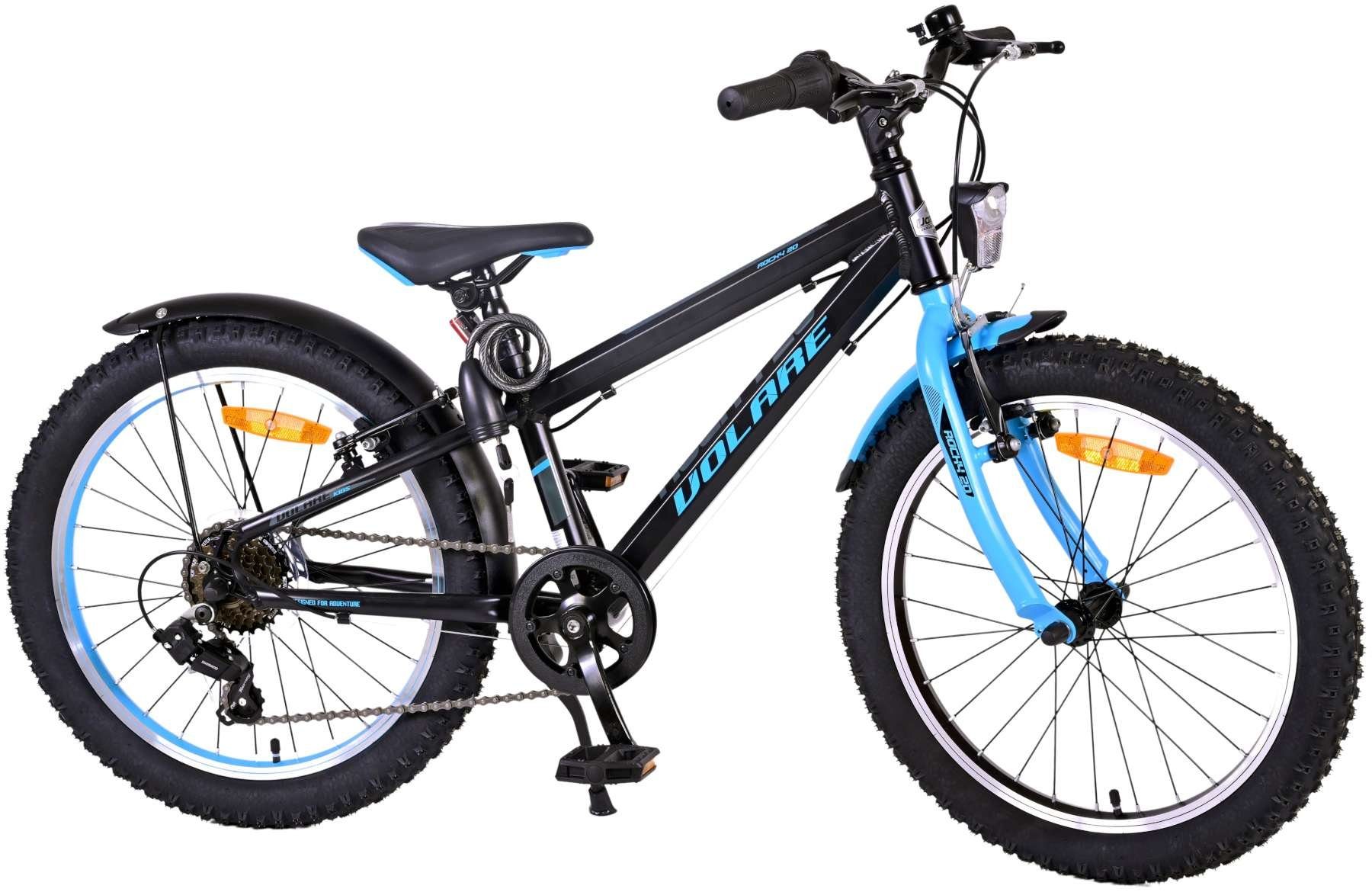 LeNoSa Volare Kinderfahrrad Rocky - 20 Zoll - Schwarz/Blau bzw. Grau/Orange - 85% fertig Prime, 6 Gänge, Fat Tires, bis 115 kg, Altersempfehlung: 6 - 8 Jahre