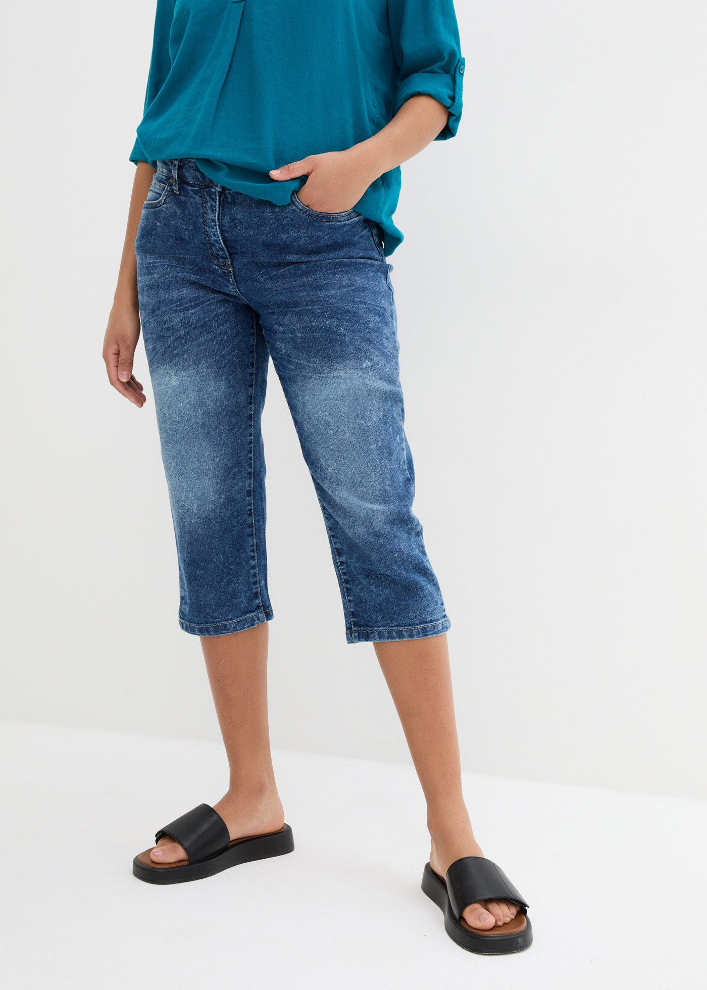 bonprix Caprijeans (1-tlg) figurformende Passform, Regular Fit, mit Komfort günstig online kaufen