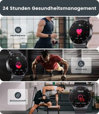 FEELNEVER Smartwatch (1,39 Zoll, Android iOS), Herren mit Telefonfunktion mit SpO2 100+ Sportmodi IP67 Wasserdicht