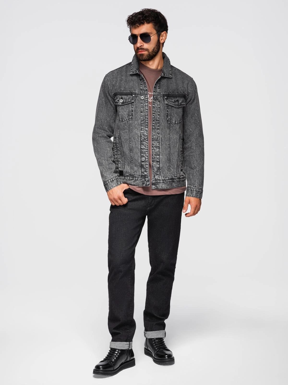 OMBRE Jeansjacke Herren-Jeansjacke mit Waschung
