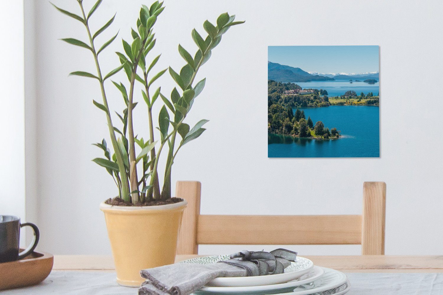 Nahuel St), blaue Leinwandbild Huapi umgeben von Wohnzimmer See Argentinien, Leinwand (1 der, Schlafzimmer leuchtend in für OneMillionCanvasses® Der Bilder