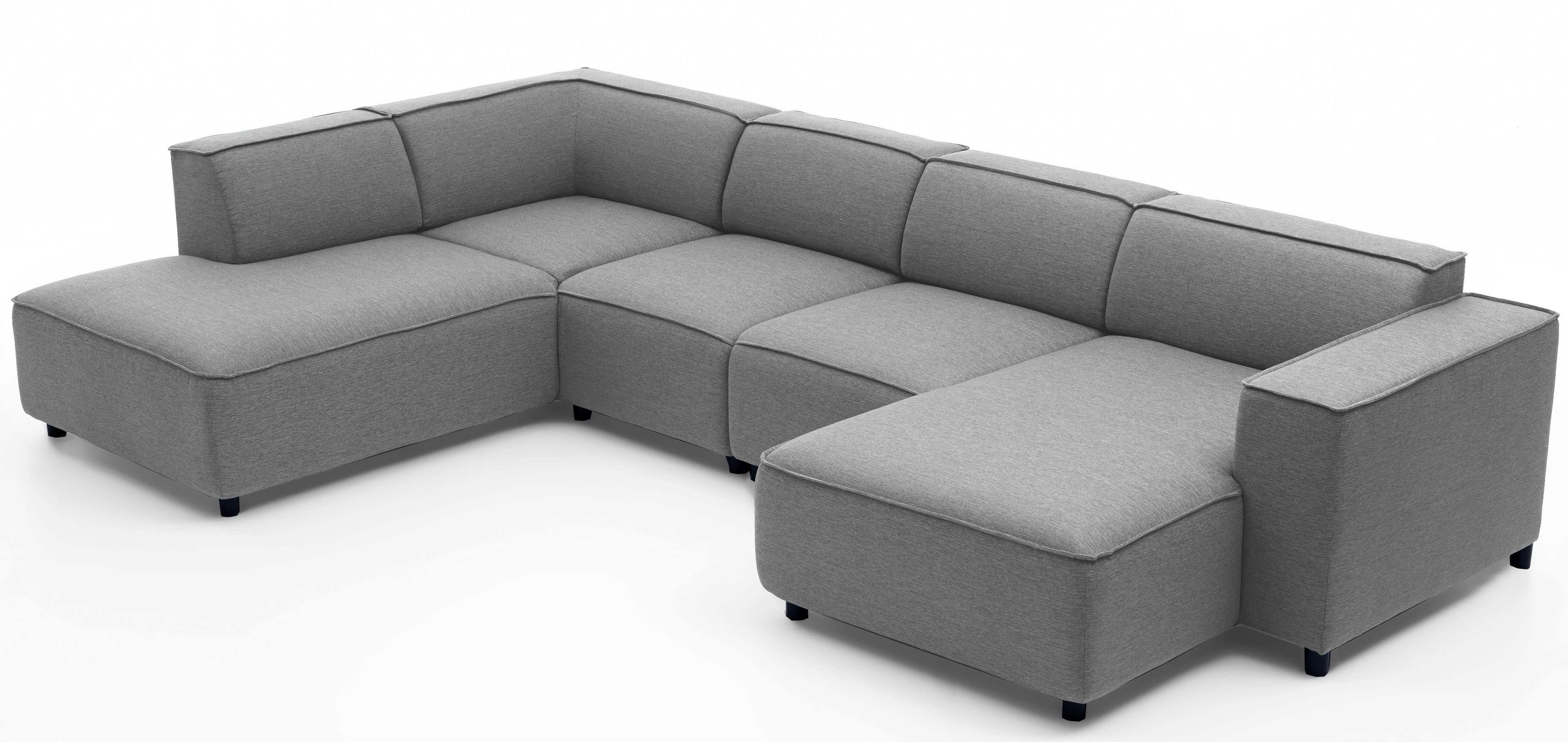 collection modular U-Form XXL grau ATLANTIC home Wohnlandschaft Bulky, und aufgebaut in Sitzfläche,