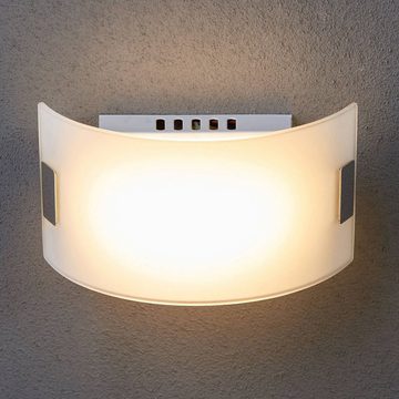 Lindby LED Wandleuchte Gisela, LED-Leuchtmittel fest verbaut, warmweiß, Modern, Glas, Metall, opalweiß matt, chrom, 1 flammig, inkl.